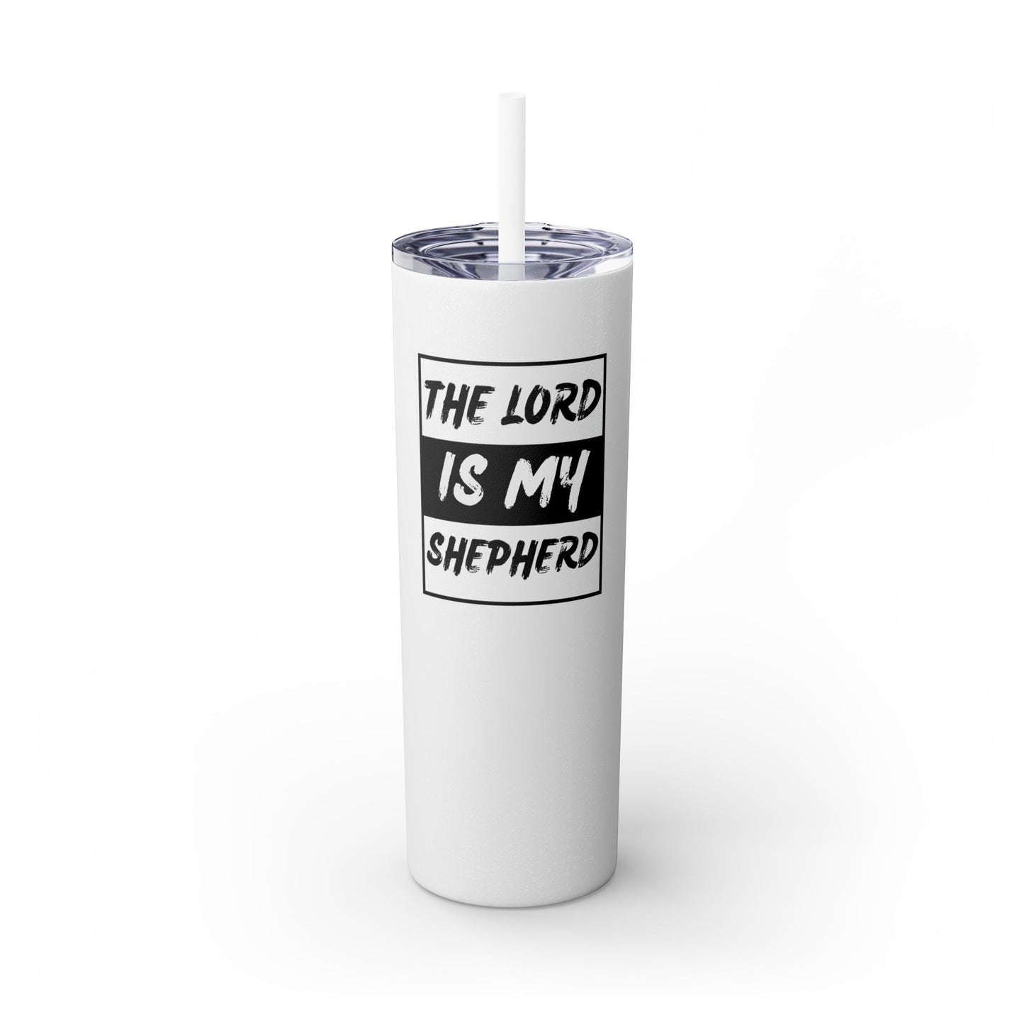 The Lord Is My Shepherd Skinny Tumbler with Straw, 20oz