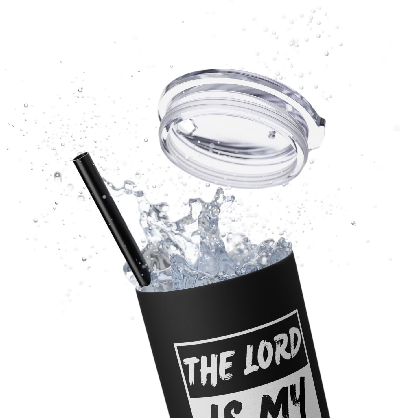 The Lord Is My Shepherd Skinny Tumbler with Straw, 20oz