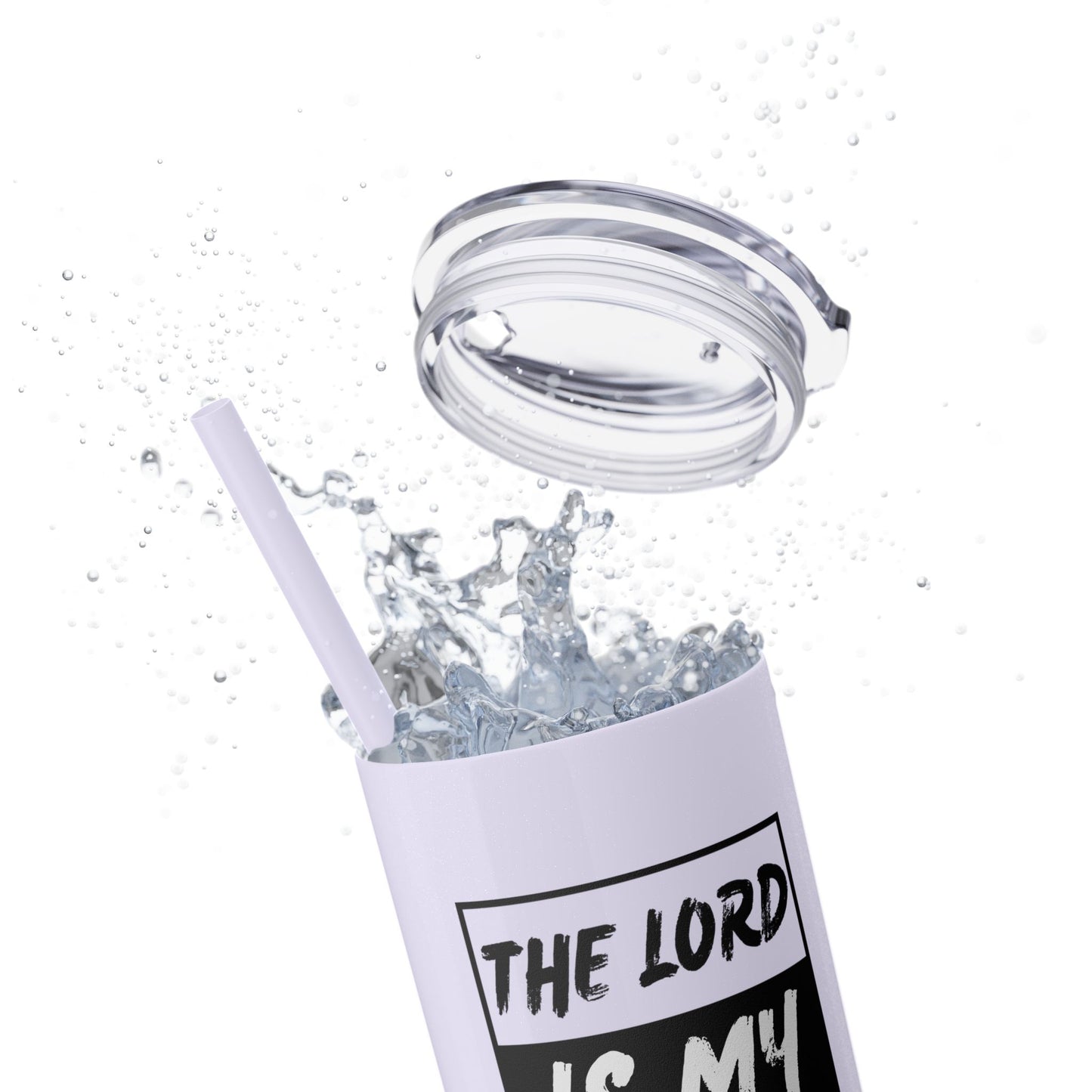 The Lord Is My Shepherd Skinny Tumbler with Straw, 20oz