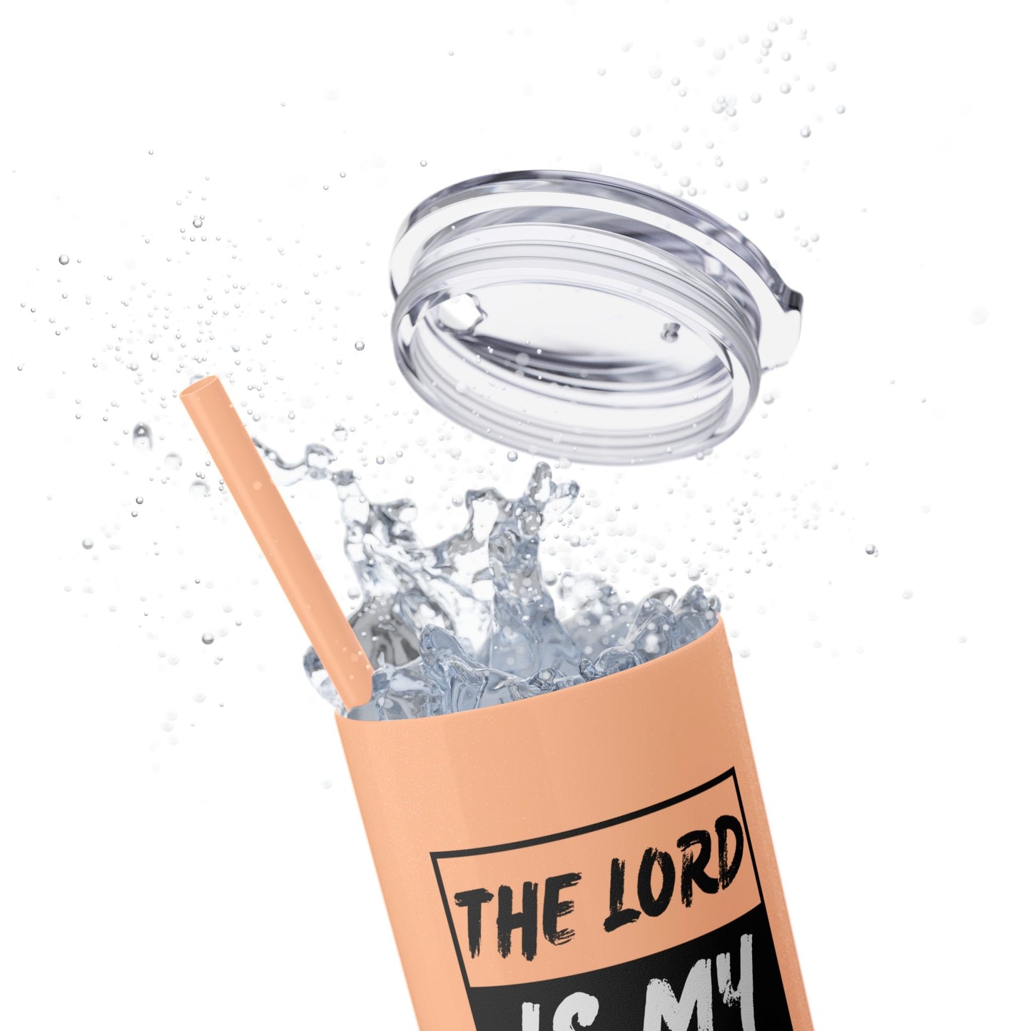 The Lord Is My Shepherd Skinny Tumbler with Straw, 20oz