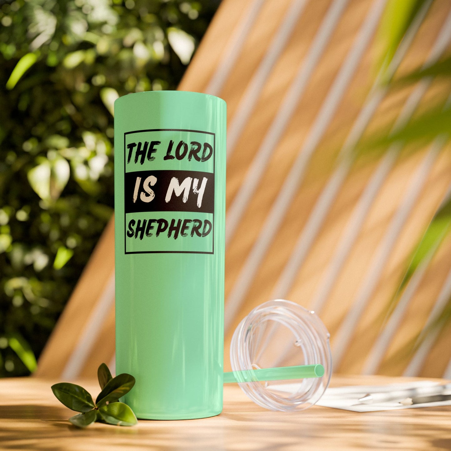 The Lord Is My Shepherd Skinny Tumbler with Straw, 20oz