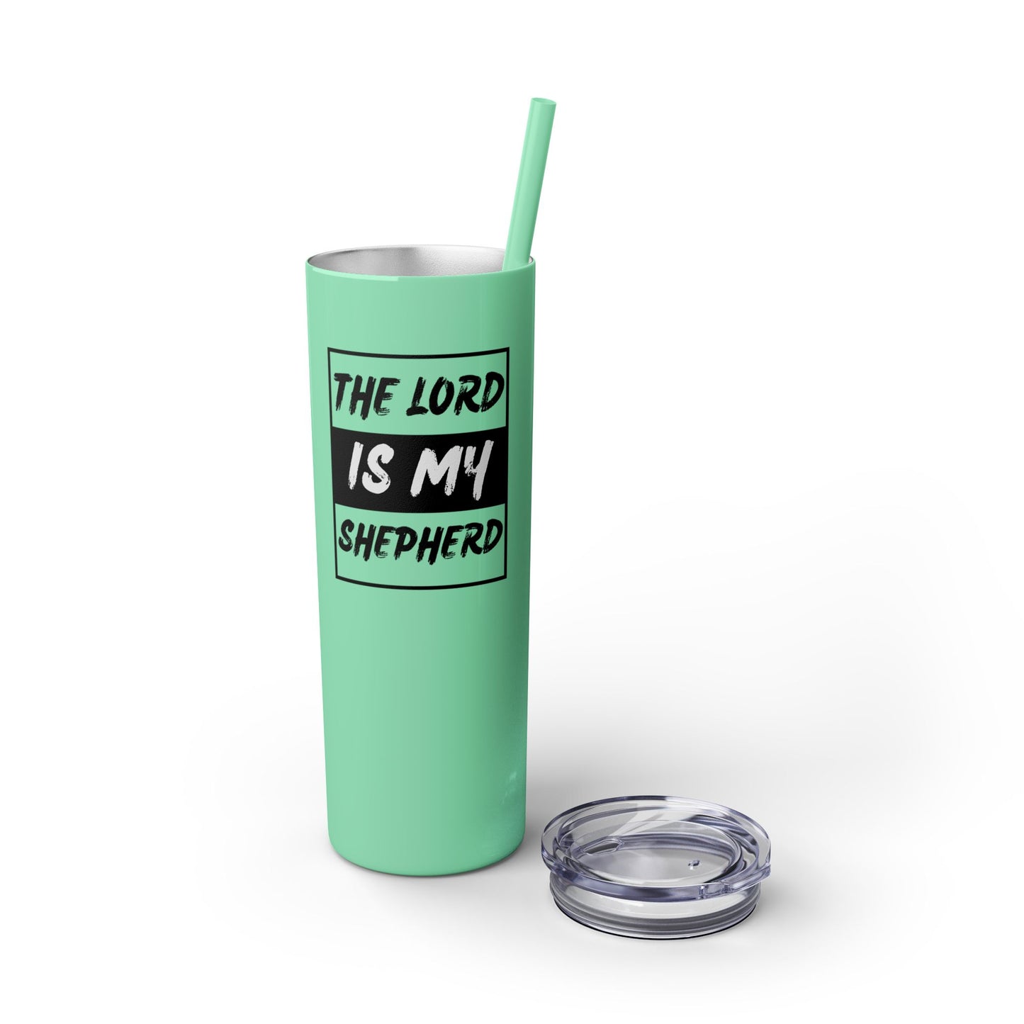 The Lord Is My Shepherd Skinny Tumbler with Straw, 20oz