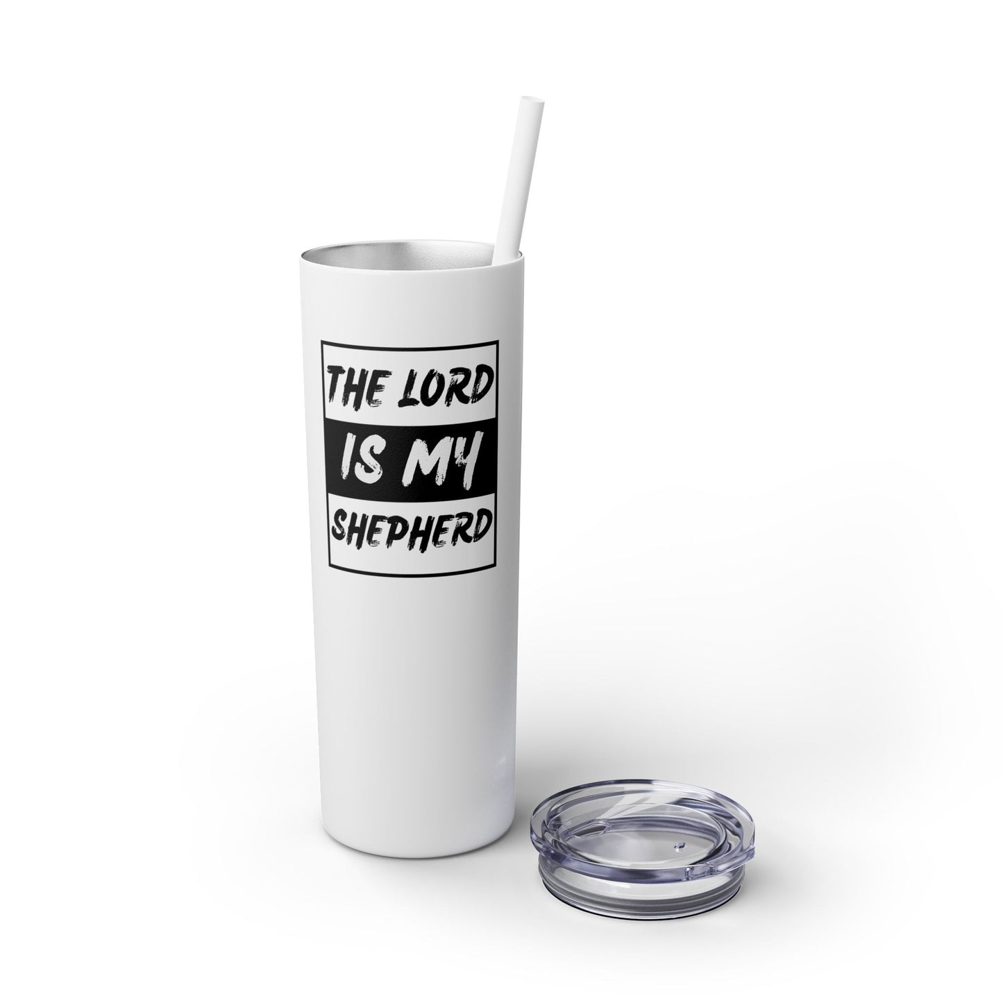 The Lord Is My Shepherd Skinny Tumbler with Straw, 20oz
