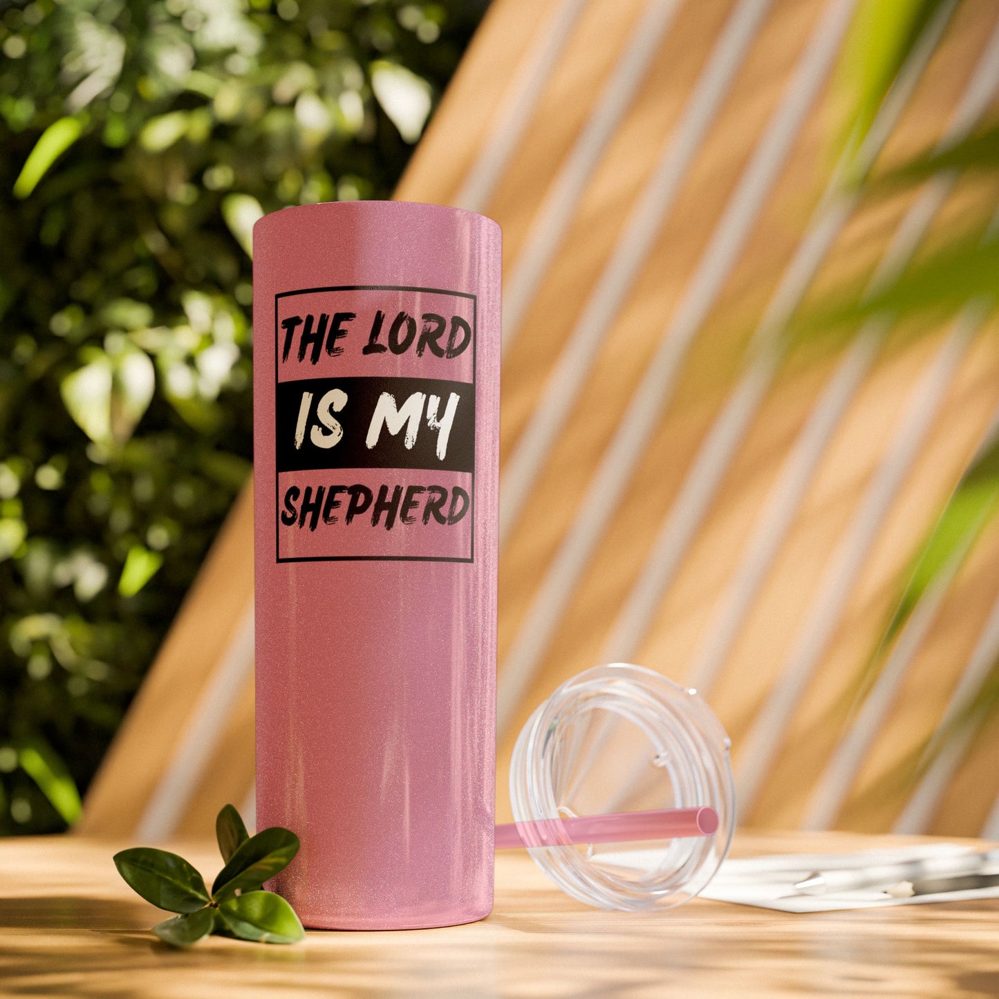 The Lord Is My Shepherd Skinny Tumbler with Straw, 20oz