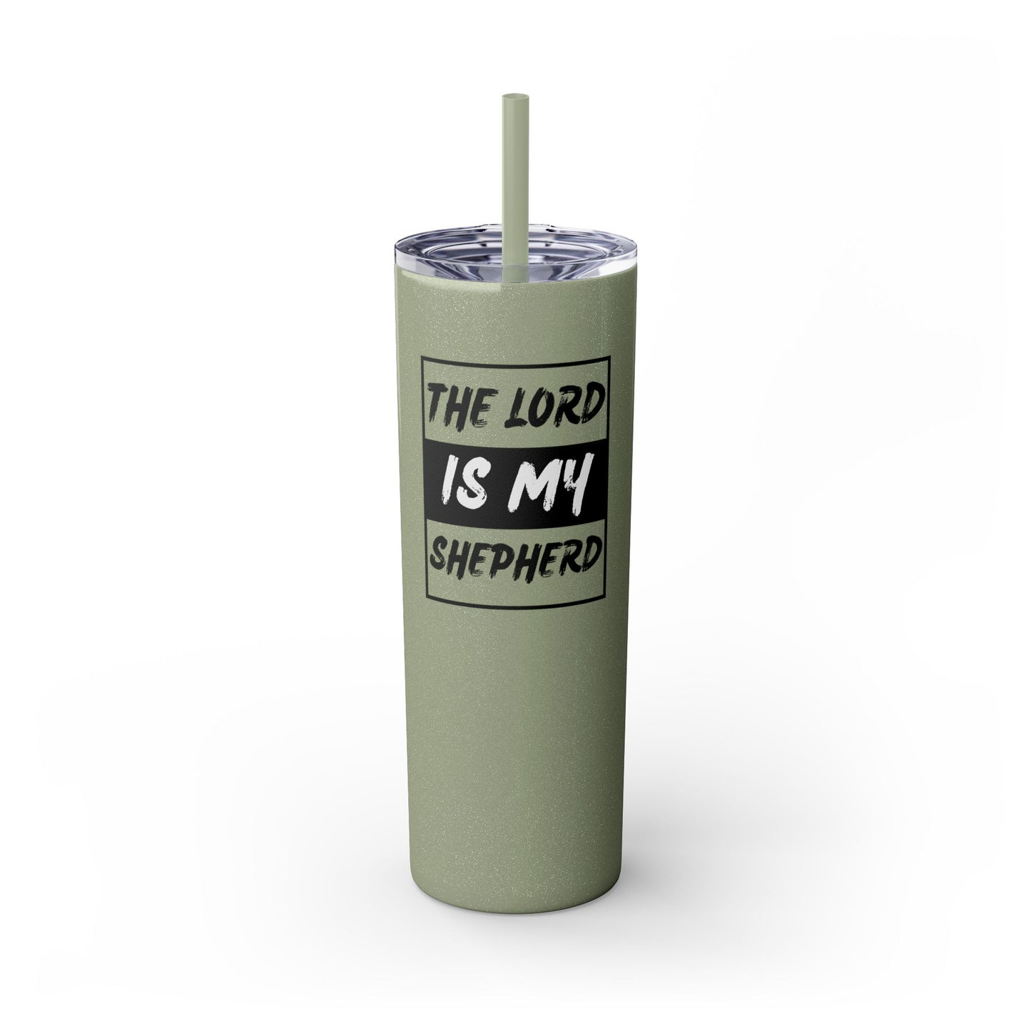 The Lord Is My Shepherd Skinny Tumbler with Straw, 20oz