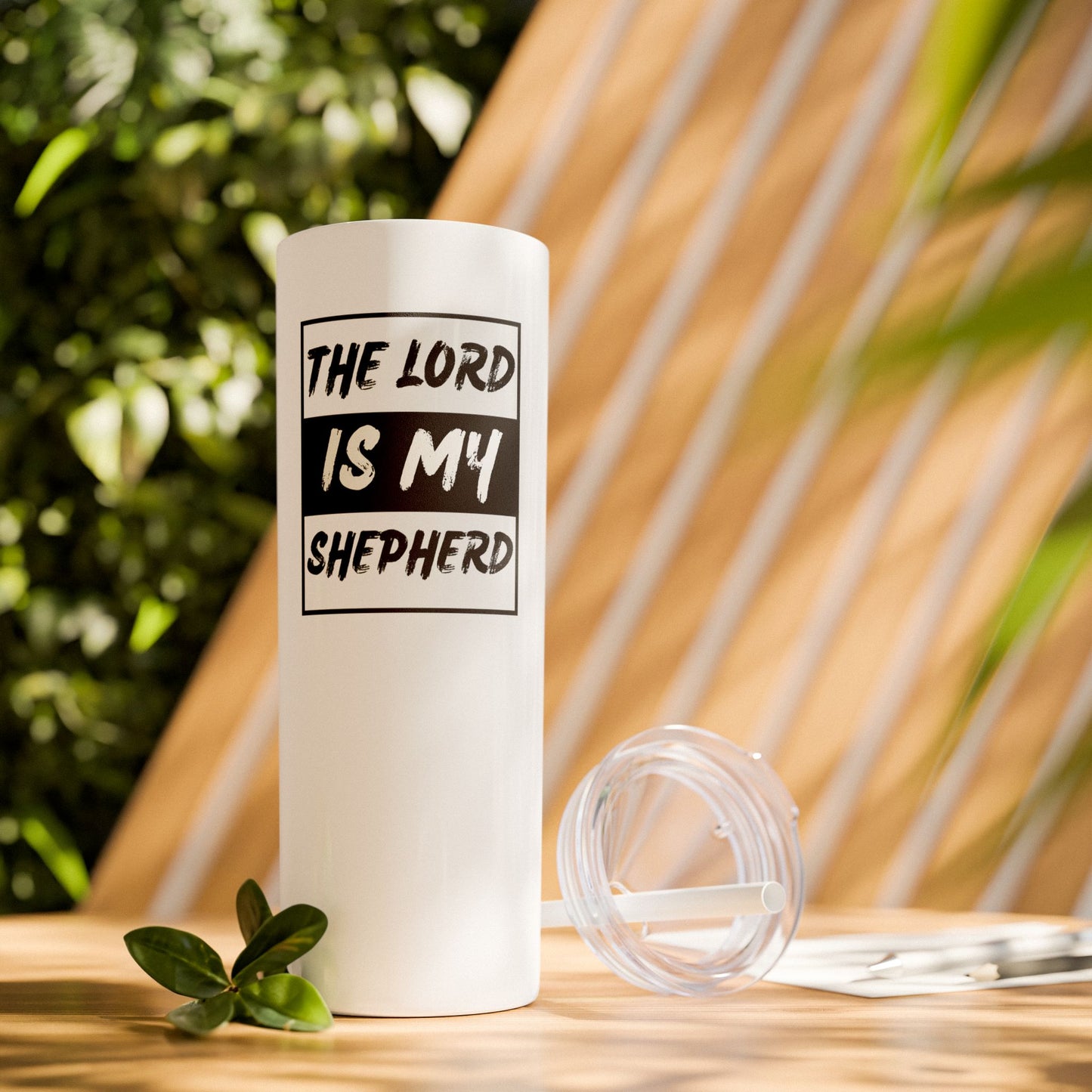 The Lord Is My Shepherd Skinny Tumbler with Straw, 20oz