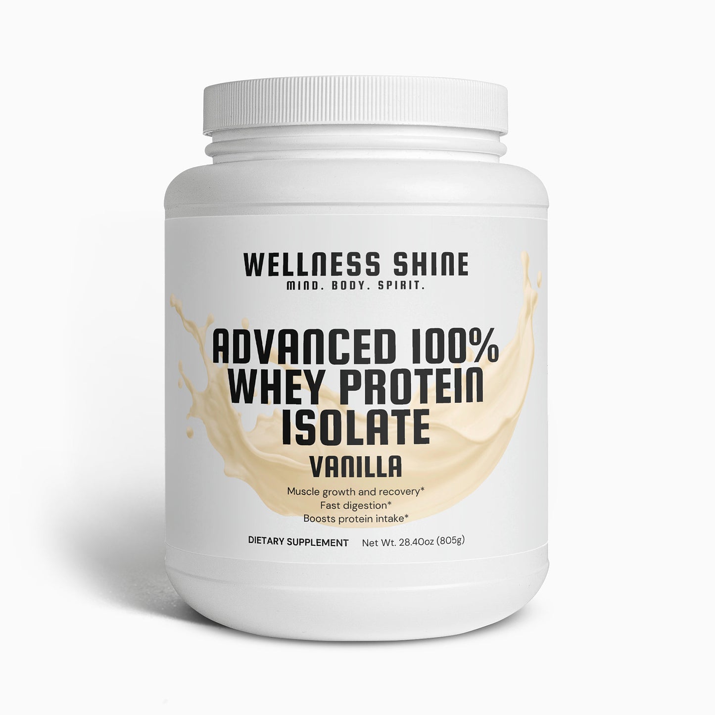 Advanced 100% Whey Protein Isolate (Vanilla) – Muscle Growth Supplement by Wellness Shine