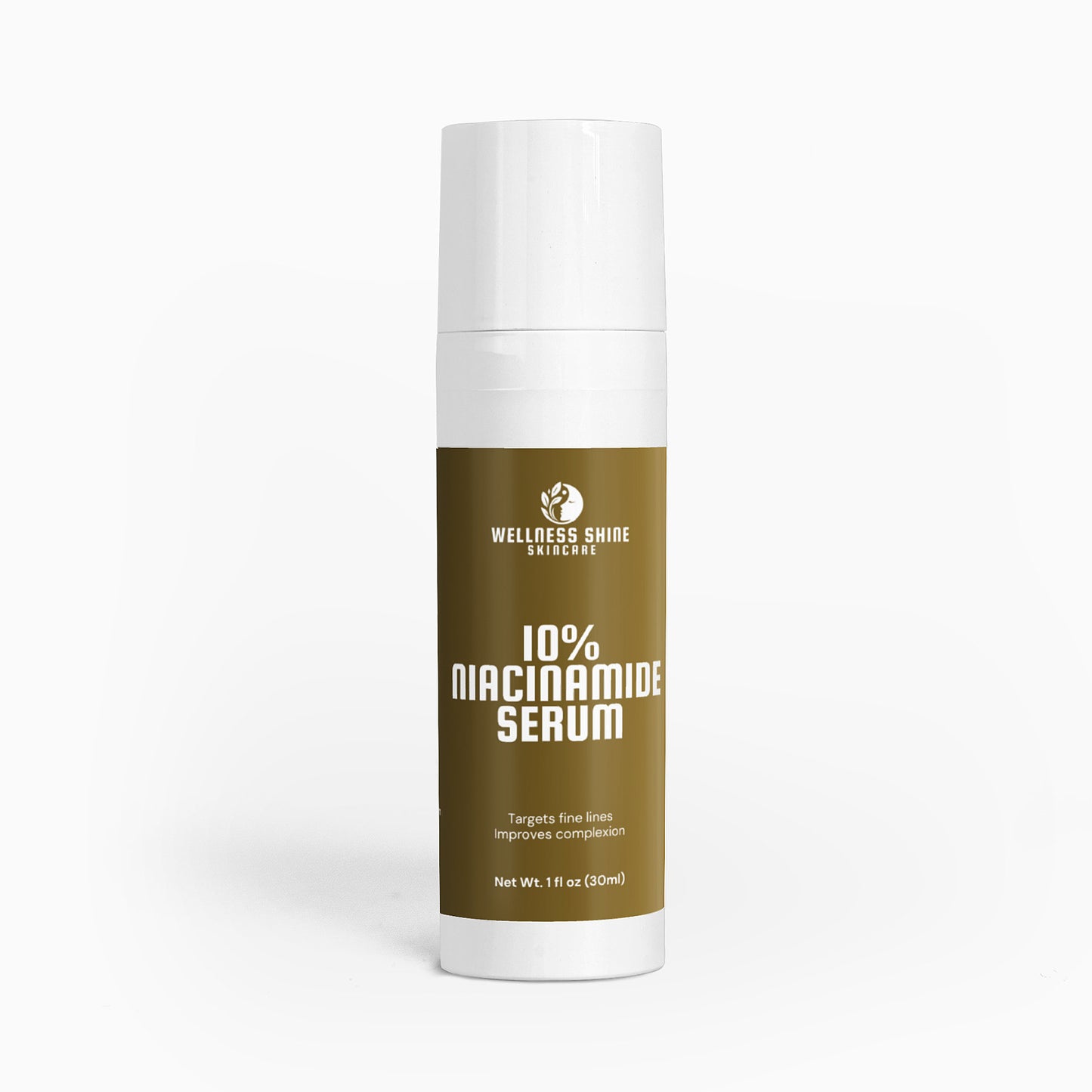 10% Niacinamide Skincare serum bottle with brown label on a white background