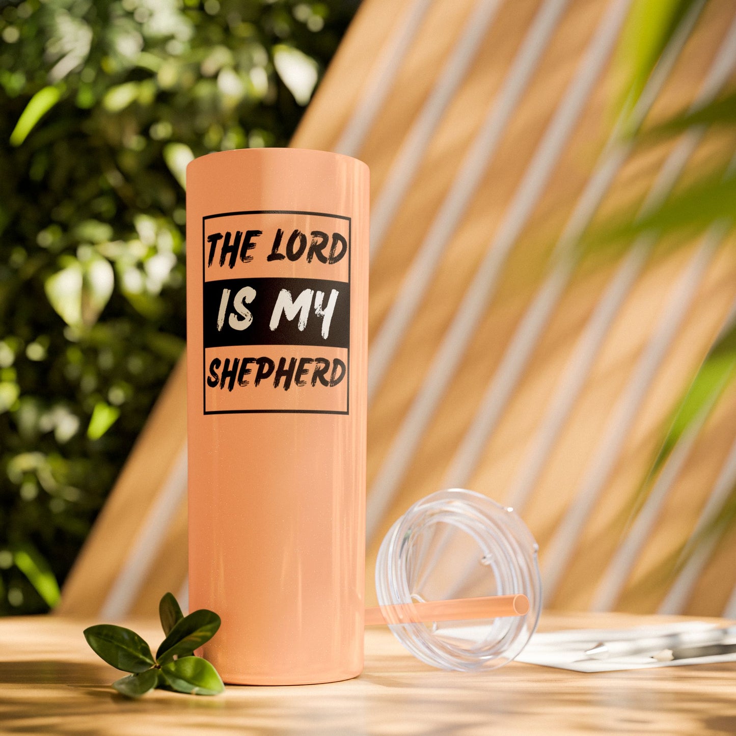 The Lord Is My Shepherd Skinny Tumbler with Straw, 20oz