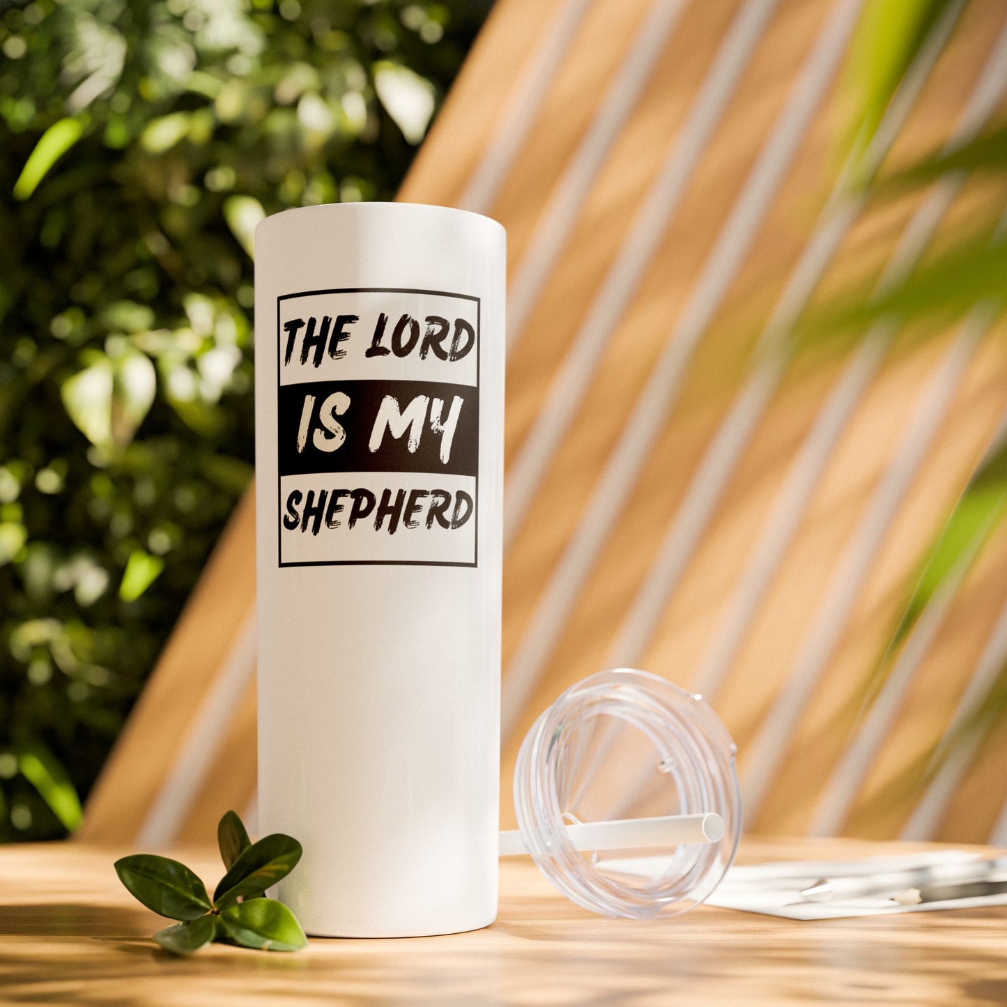 The Lord Is My Shepherd Skinny Tumbler with Straw, 20oz