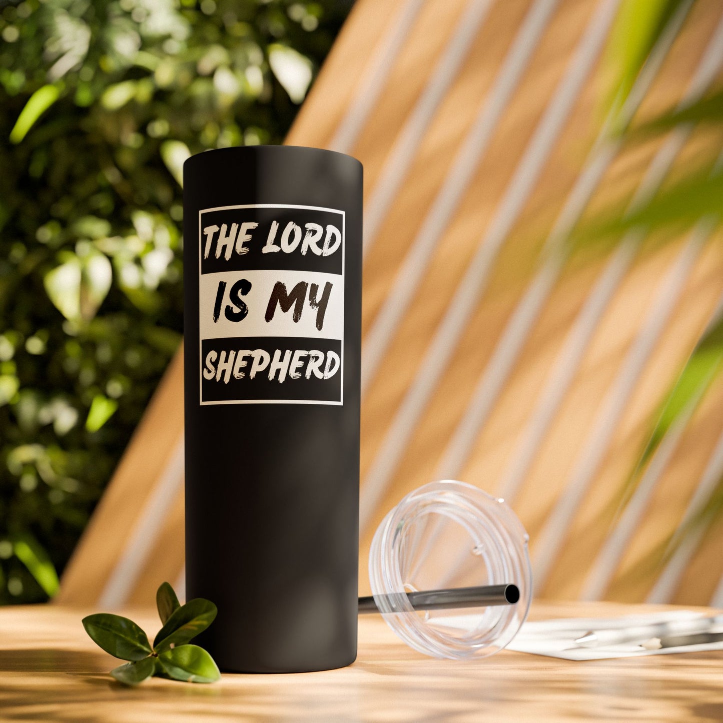 The Lord Is My Shepherd Skinny Tumbler with Straw, 20oz