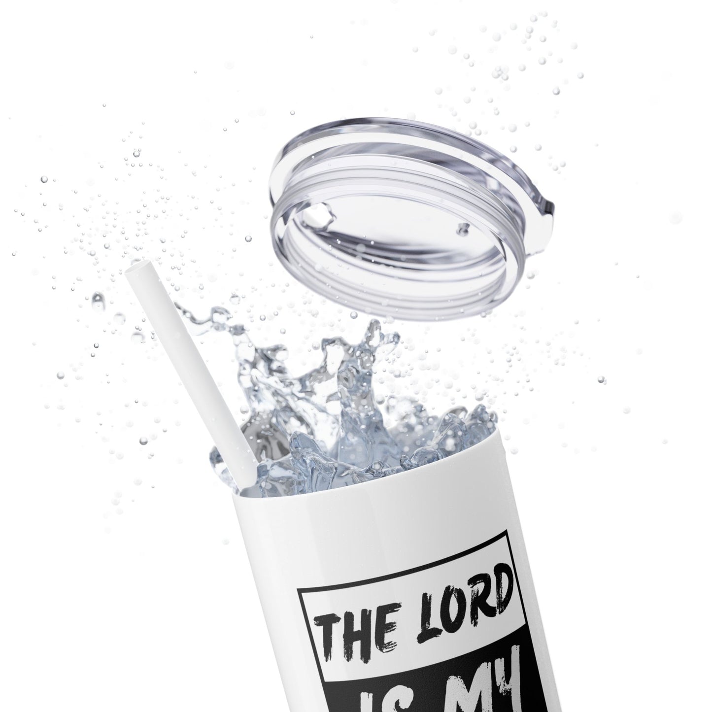 The Lord Is My Shepherd Skinny Tumbler with Straw, 20oz