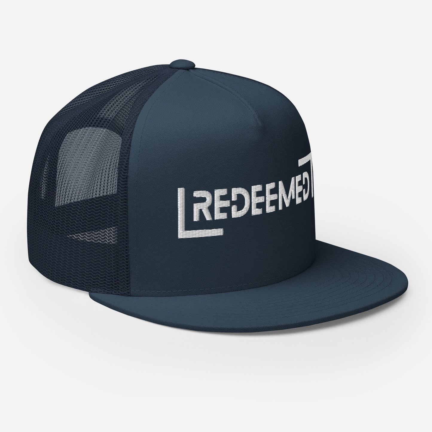 "Redeemed" Christian Hat, Bible Verse Hat, Yupoong 6006 Trucker Cap - Wellness Shine