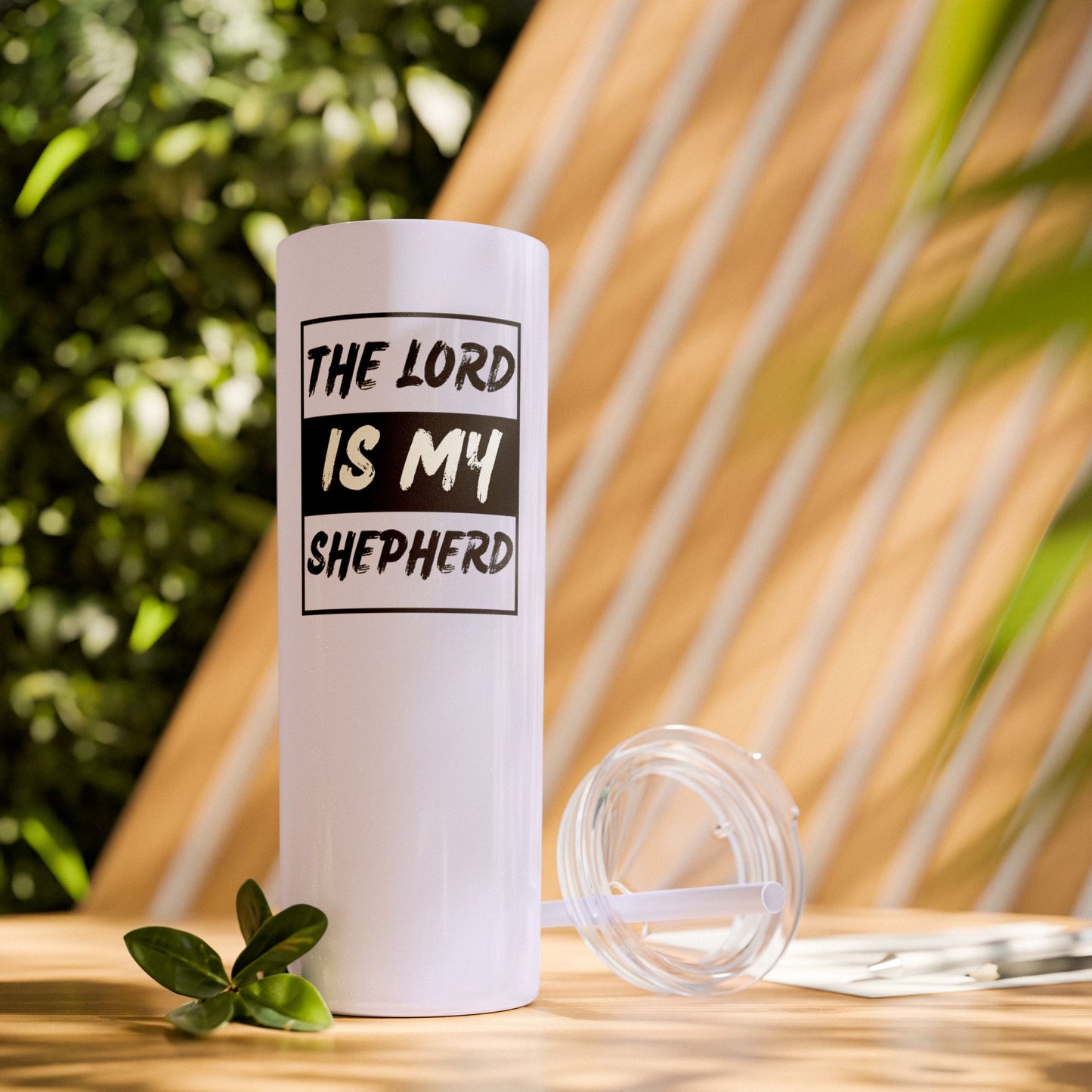 The Lord Is My Shepherd Skinny Tumbler with Straw, 20oz