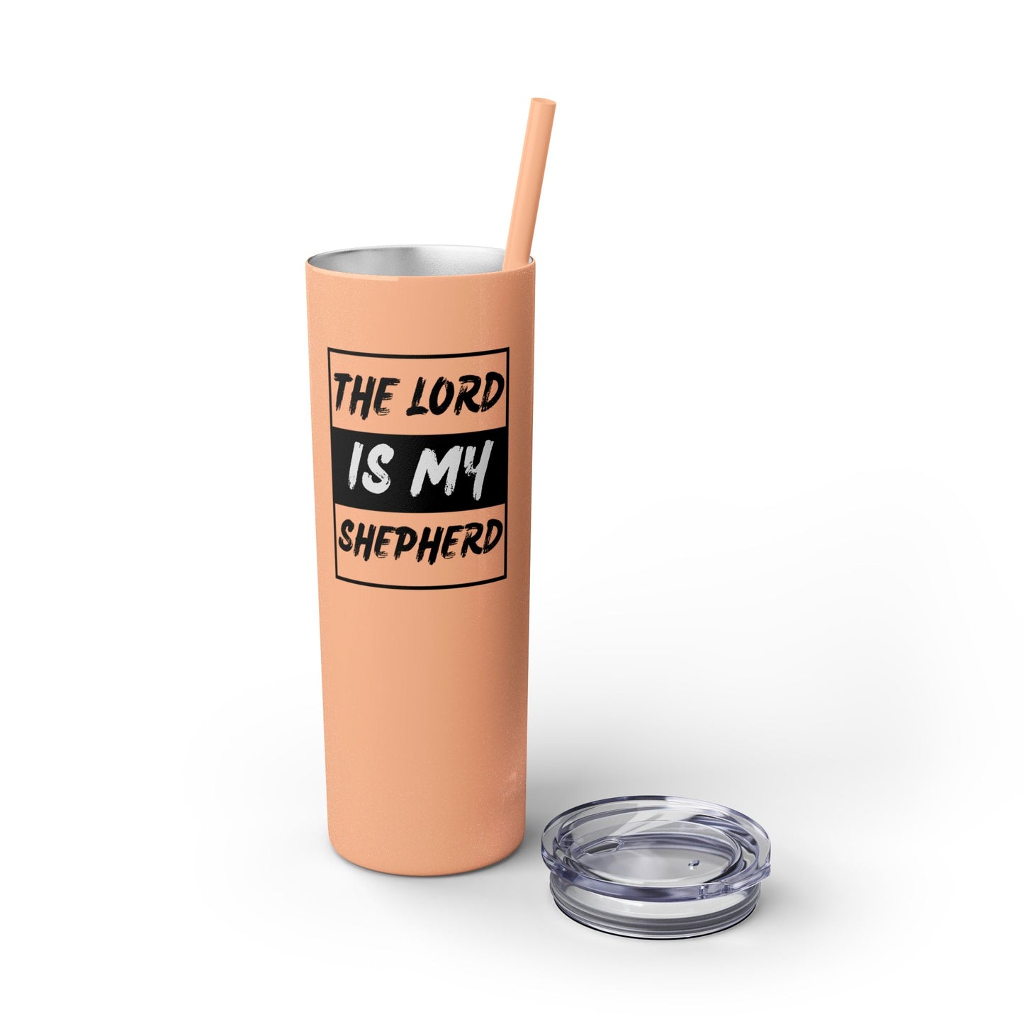 The Lord Is My Shepherd Skinny Tumbler with Straw, 20oz