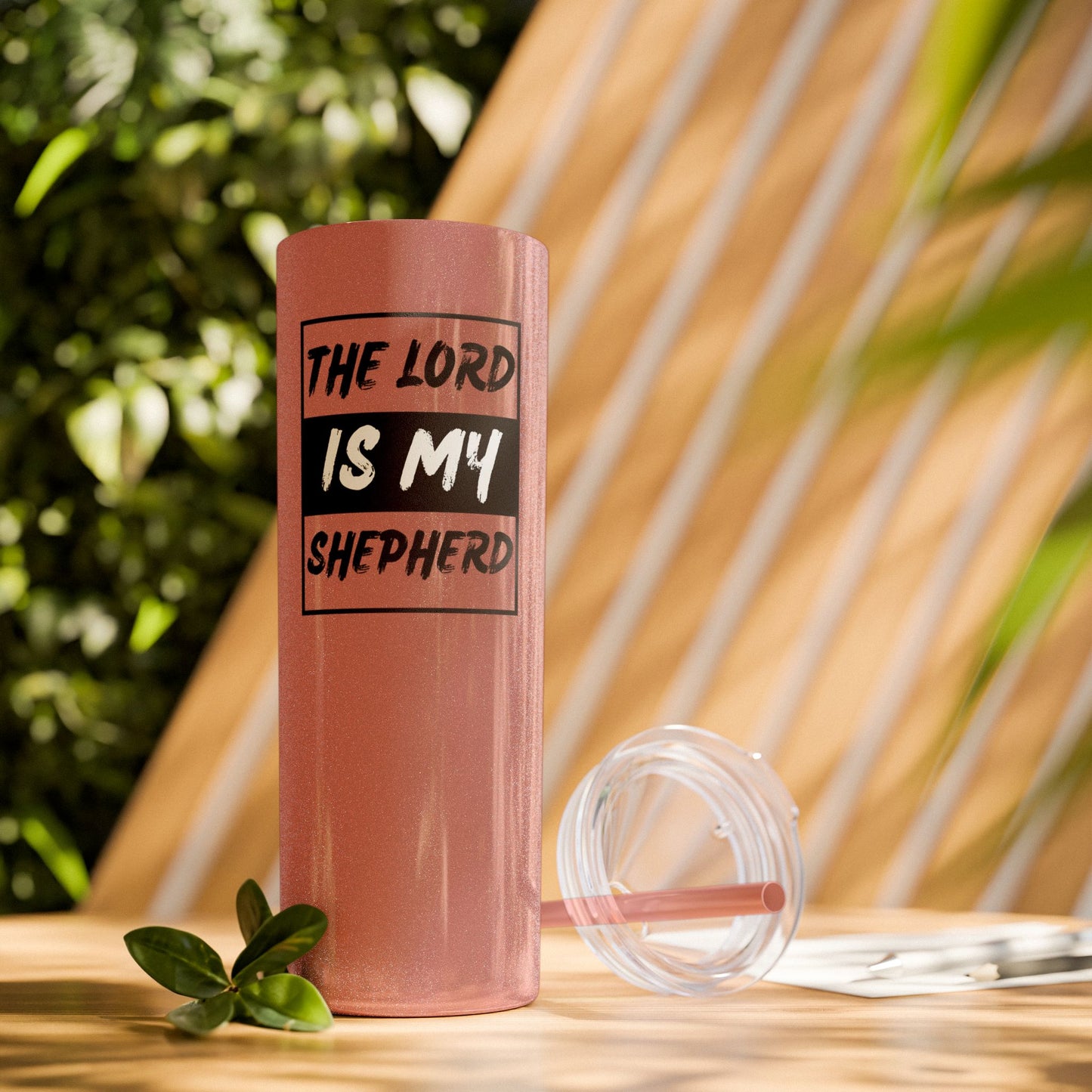 The Lord Is My Shepherd Skinny Tumbler with Straw, 20oz