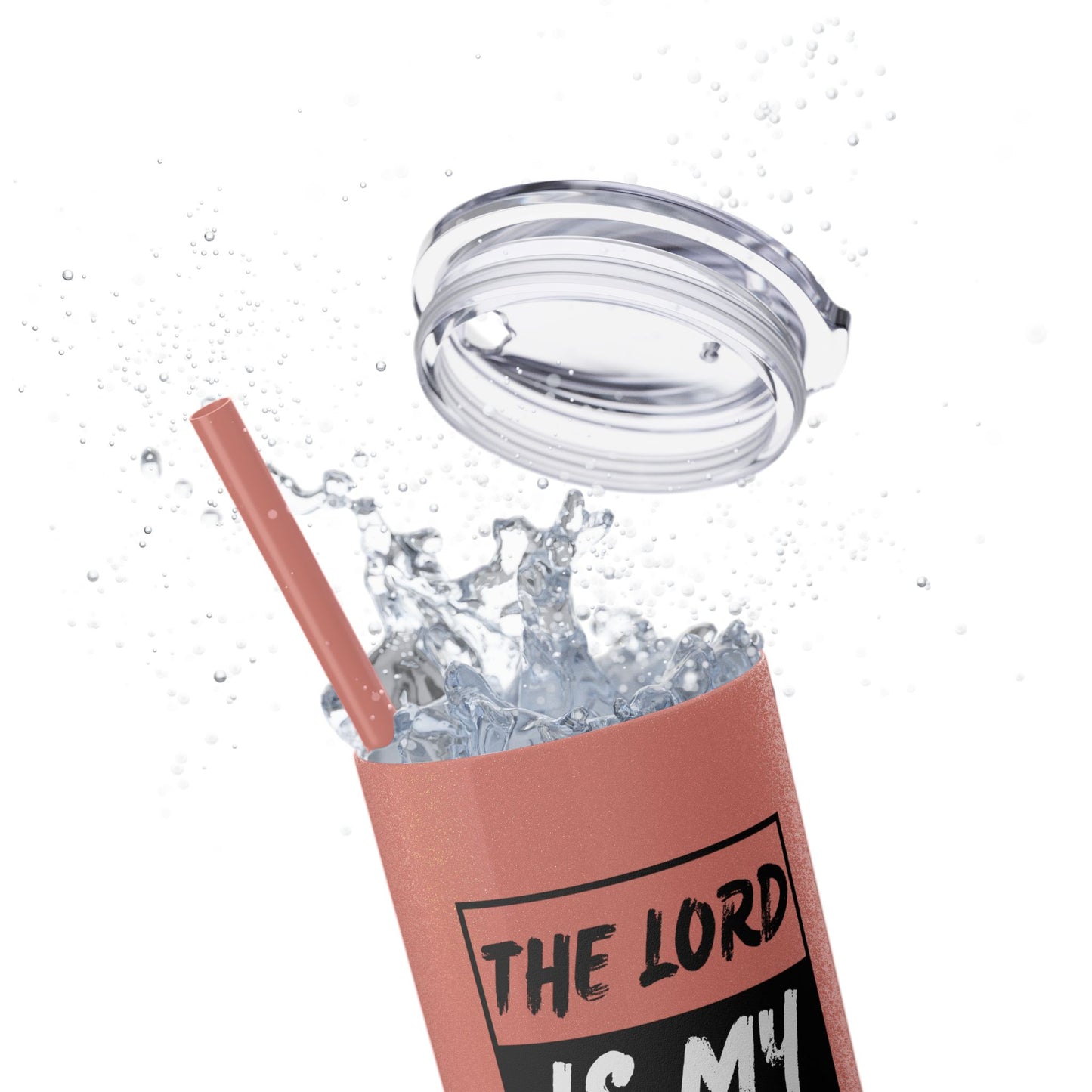 The Lord Is My Shepherd Skinny Tumbler with Straw, 20oz