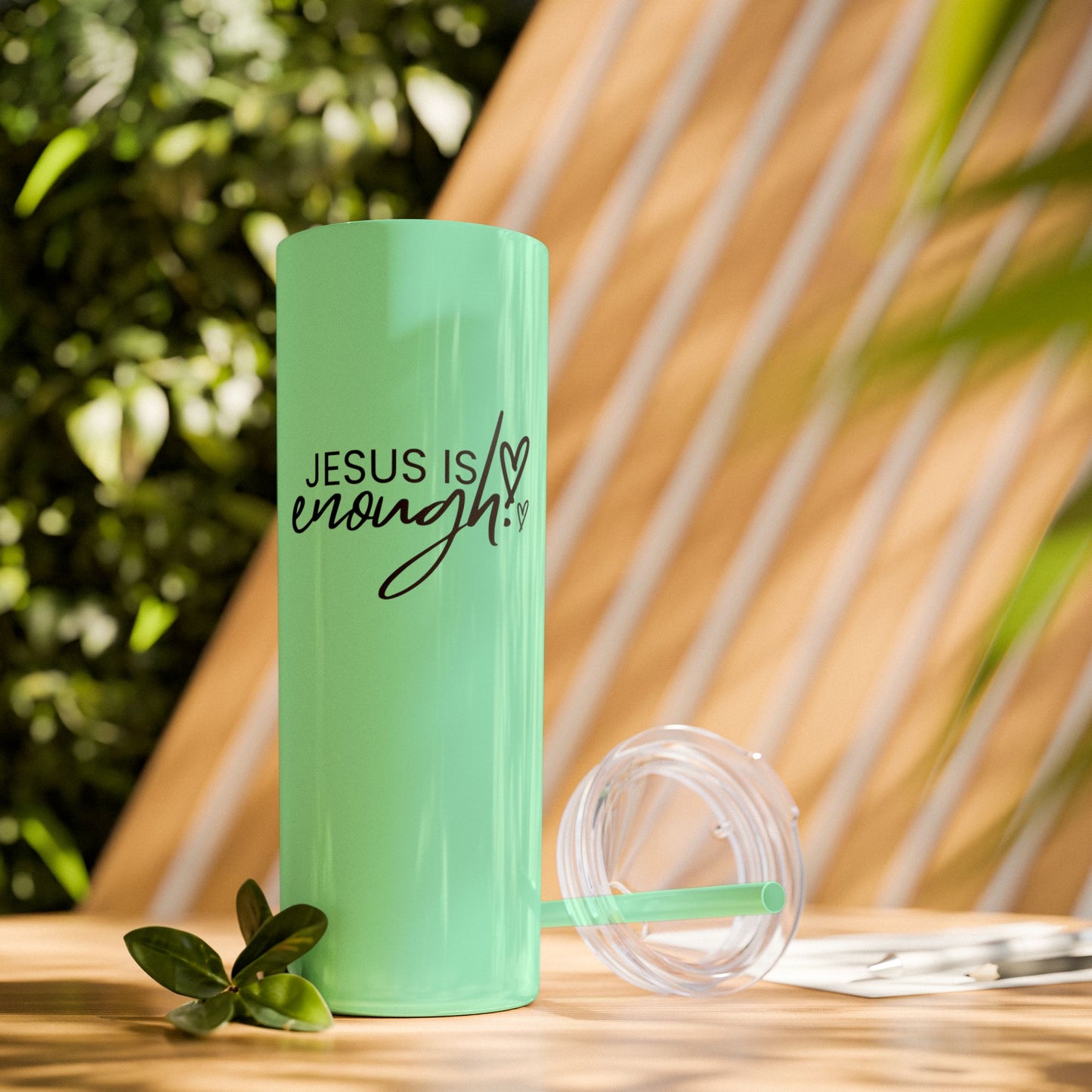 Jesus Is Enough Skinny Tumbler with Straw, 20oz