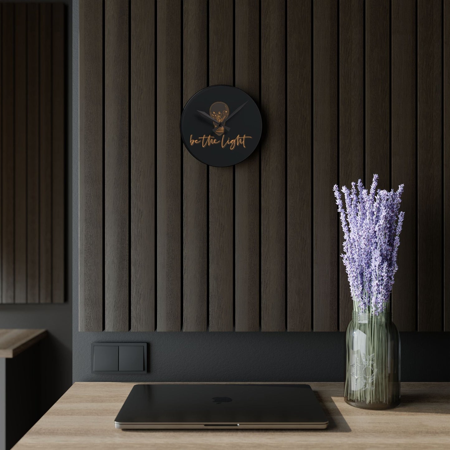 Be The Light Acrylic Wall Clock - Wellness Shine
