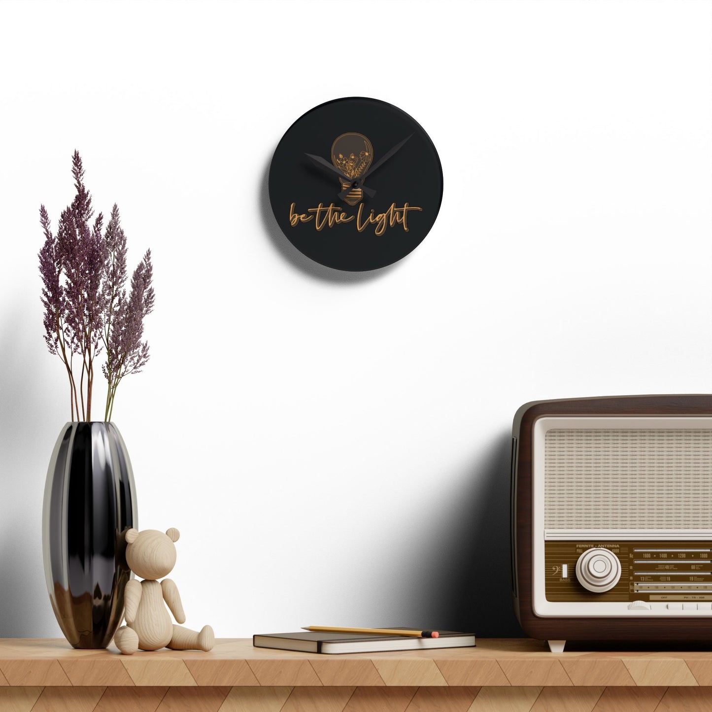 Be The Light Acrylic Wall Clock - Wellness Shine