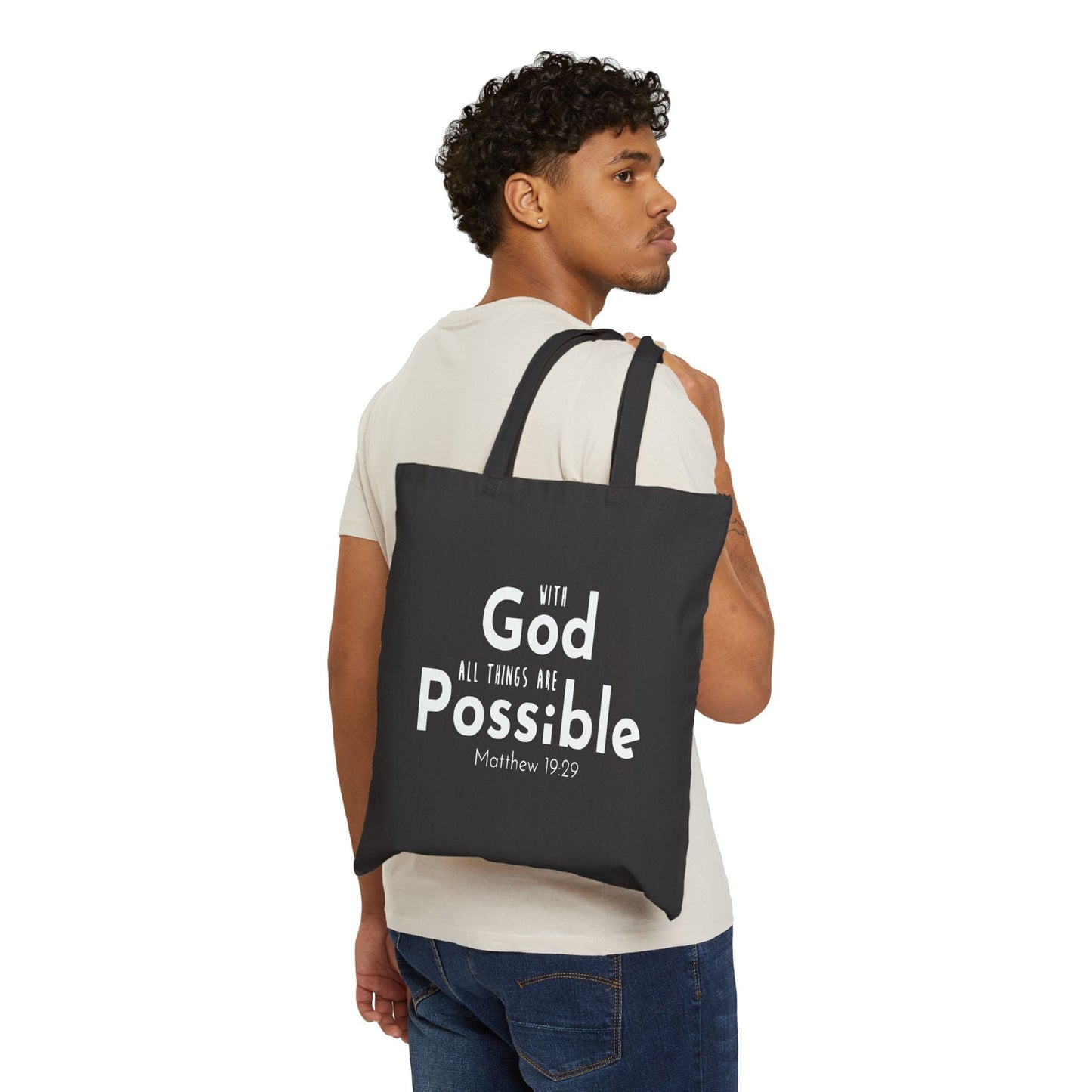 Christian Accessory With God All Things Are Possible Canvas Tote Bag - Wellness Shine