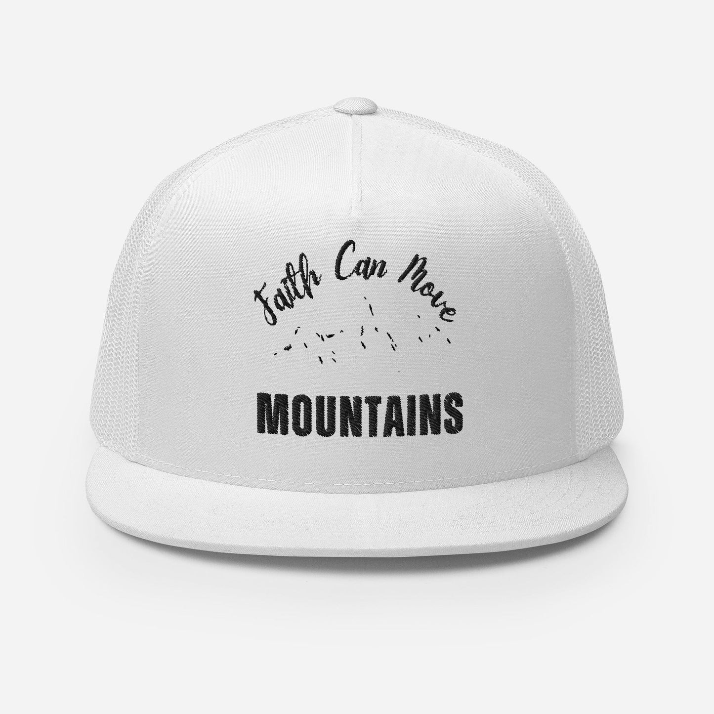 "Faith Can Move Mountains" Christian Hat, Bible Verse Hat, Yupoong 6006 Trucker Cap - Wellness Shine