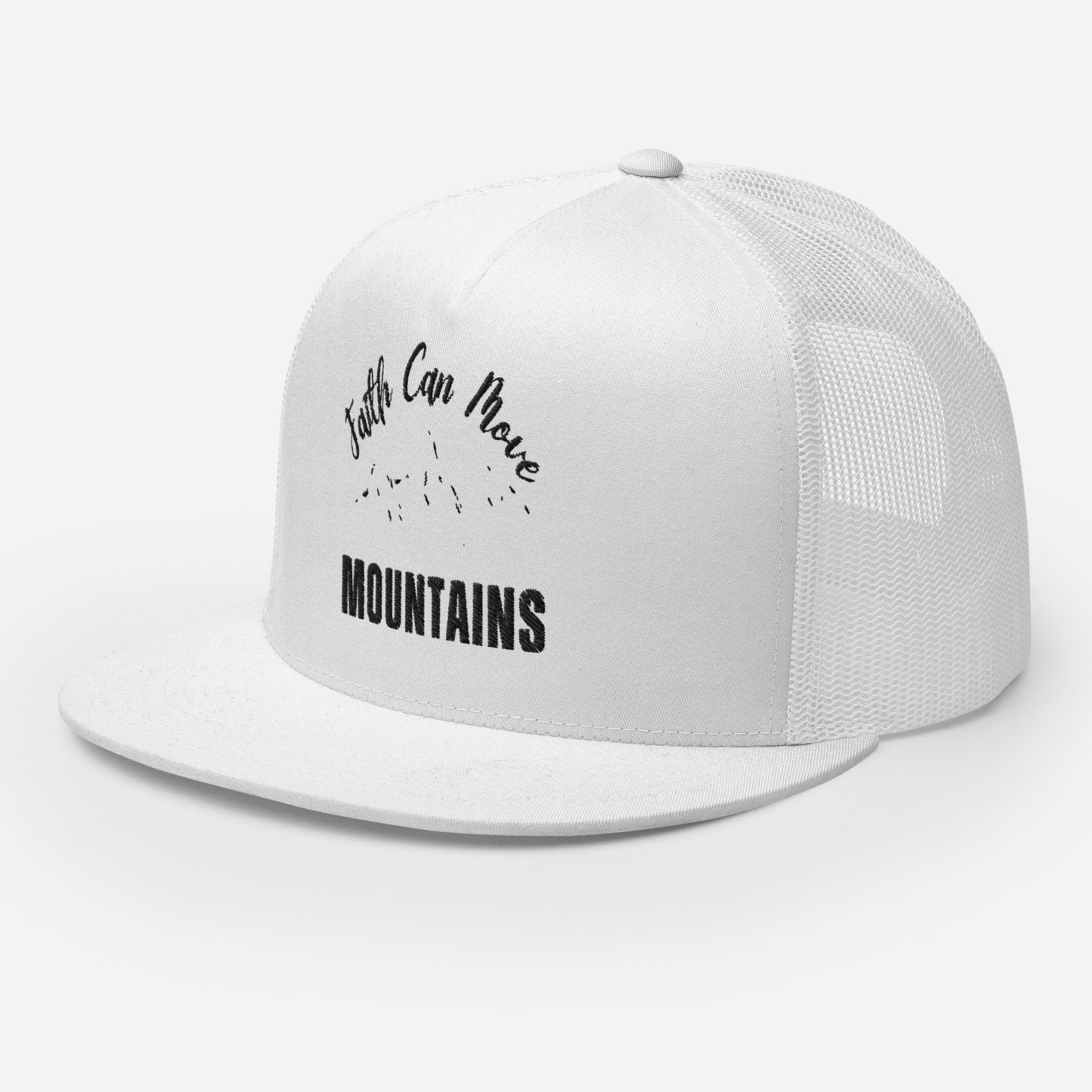 "Faith Can Move Mountains" Christian Hat, Bible Verse Hat, Yupoong 6006 Trucker Cap - Wellness Shine