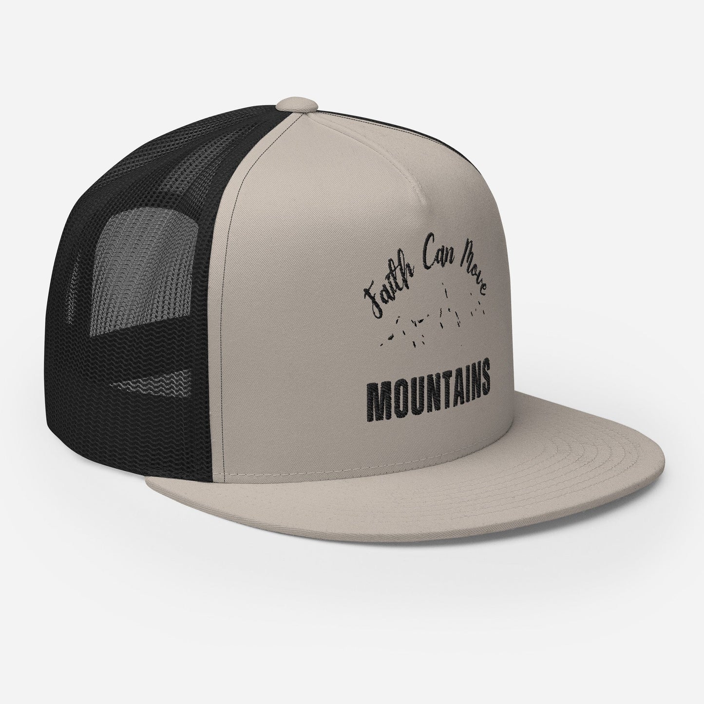 "Faith Can Move Mountains" Christian Hat, Bible Verse Hat, Yupoong 6006 Trucker Cap - Wellness Shine