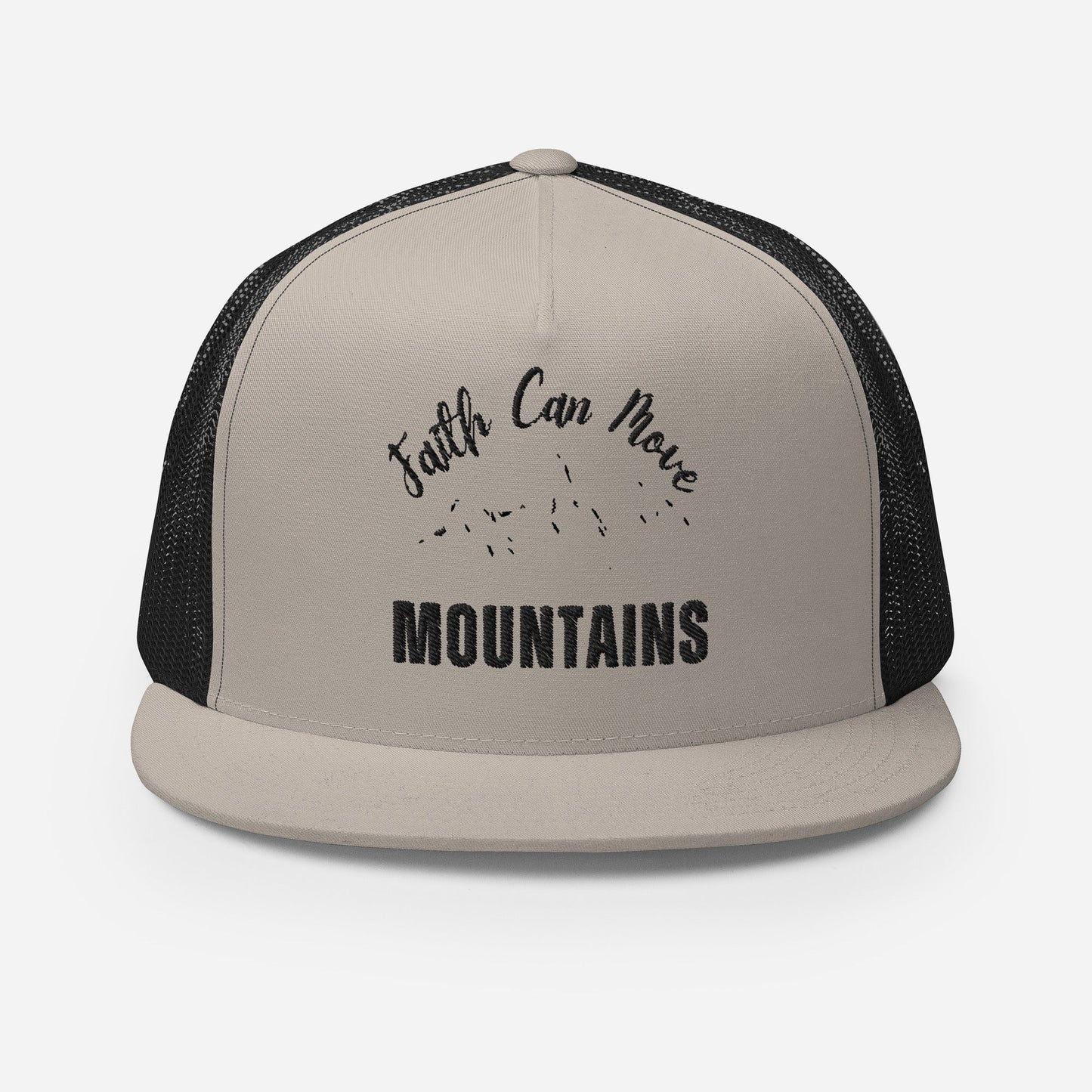 "Faith Can Move Mountains" Christian Hat, Bible Verse Hat, Yupoong 6006 Trucker Cap - Wellness Shine
