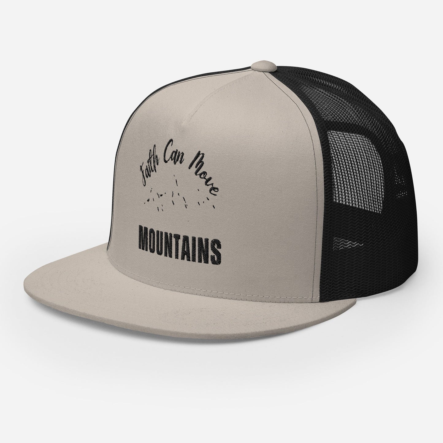 "Faith Can Move Mountains" Christian Hat, Bible Verse Hat, Yupoong 6006 Trucker Cap - Wellness Shine