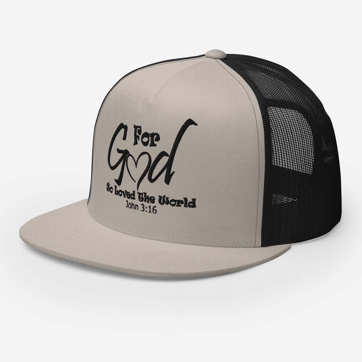 "For God So Loved the World" Christian Hat, Bible Verse Hat, Yupoong 6006 Trucker Cap - Wellness Shine