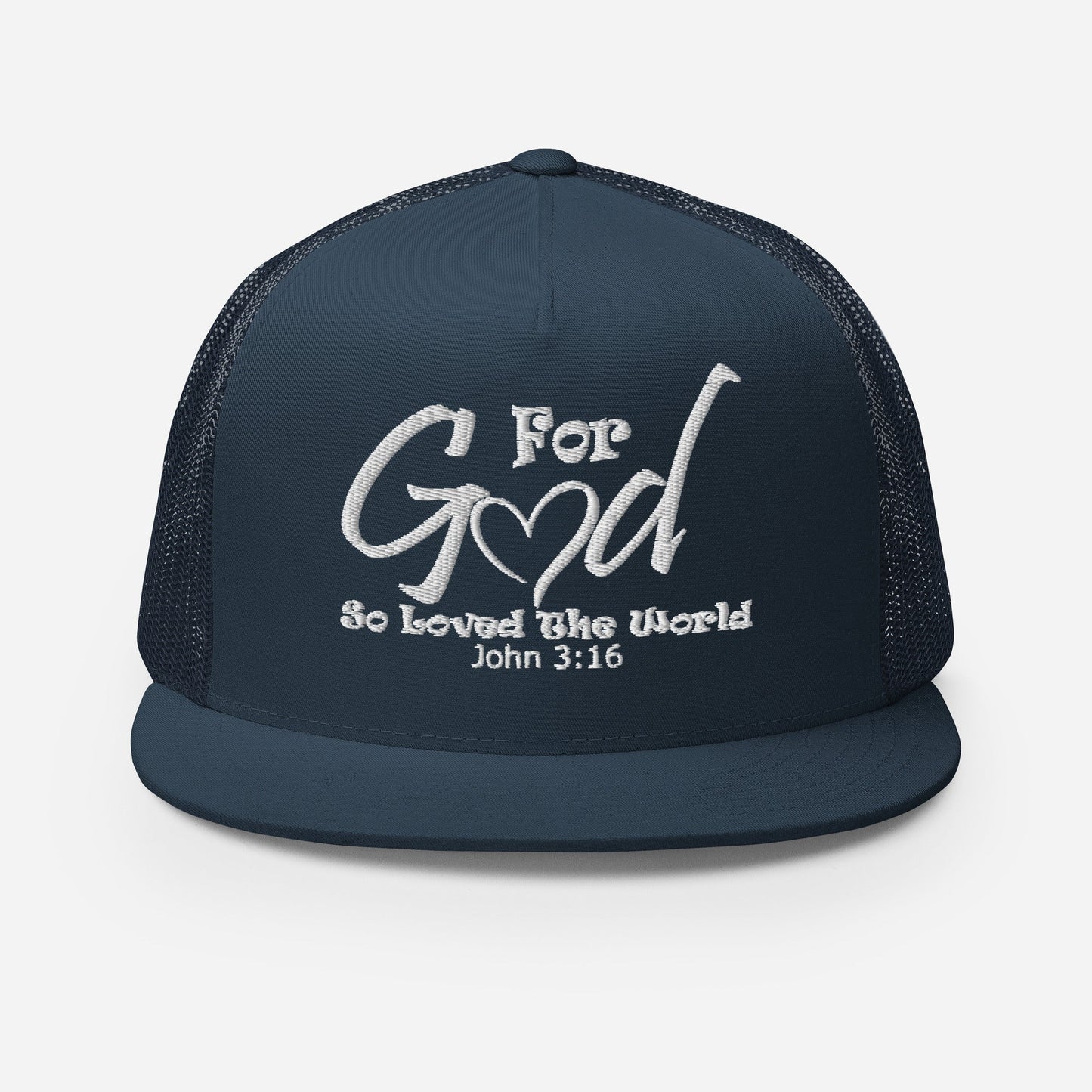 "For God So Loved the World" Christian Hat, Bible Verse Hat, Yupoong 6006 Trucker Cap - Wellness Shine