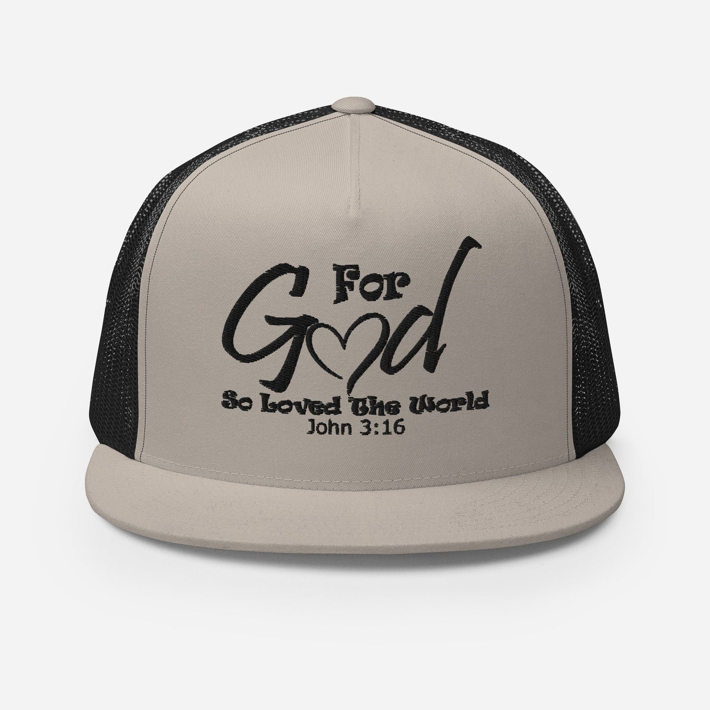 "For God So Loved the World" Christian Hat, Bible Verse Hat, Yupoong 6006 Trucker Cap - Wellness Shine