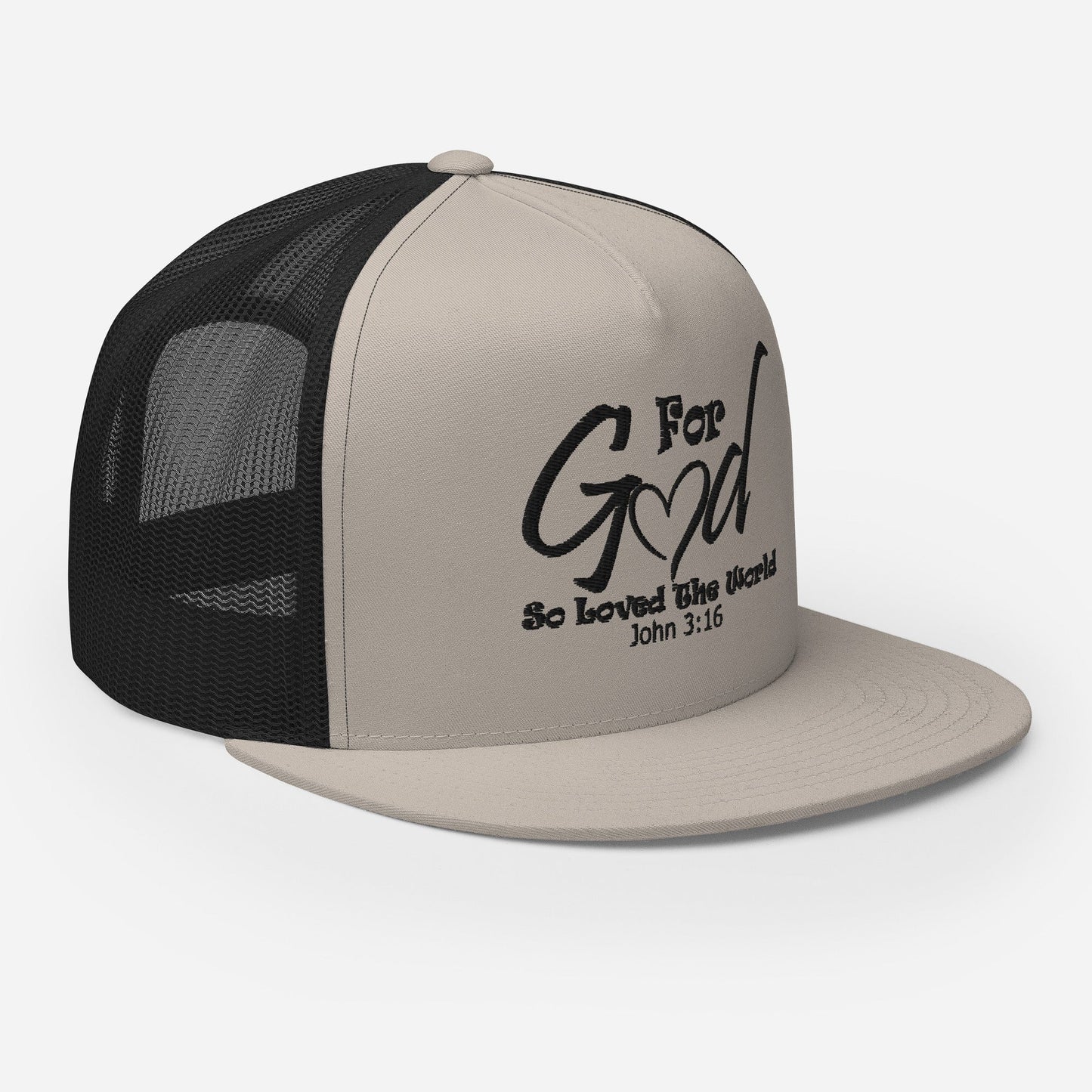 "For God So Loved the World" Christian Hat, Bible Verse Hat, Yupoong 6006 Trucker Cap - Wellness Shine