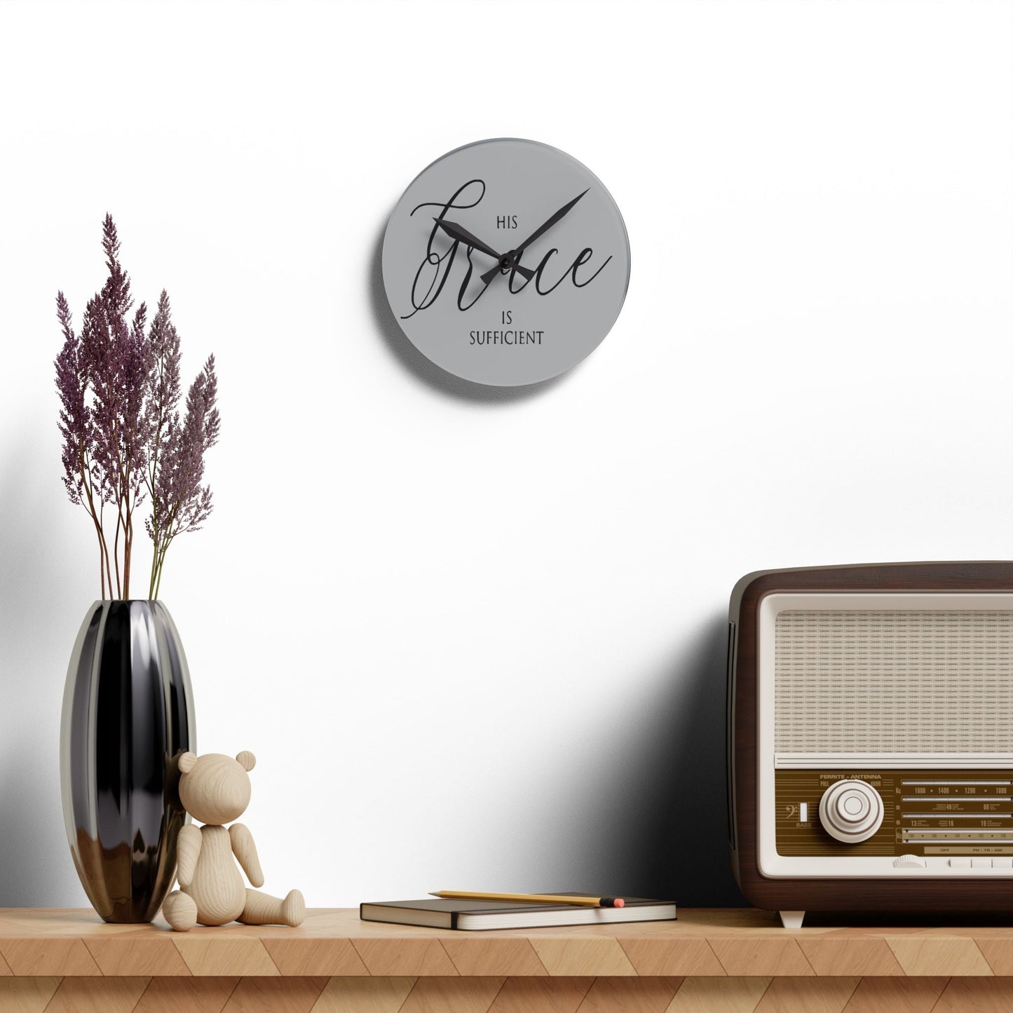 His Grace Is Sufficient Acrylic Wall Clock - Wellness Shine