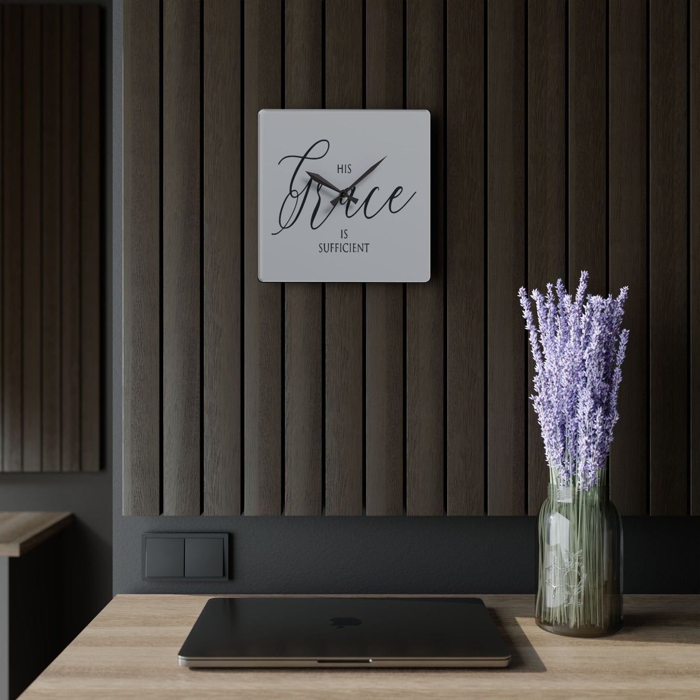 His Grace Is Sufficient Acrylic Wall Clock - Wellness Shine