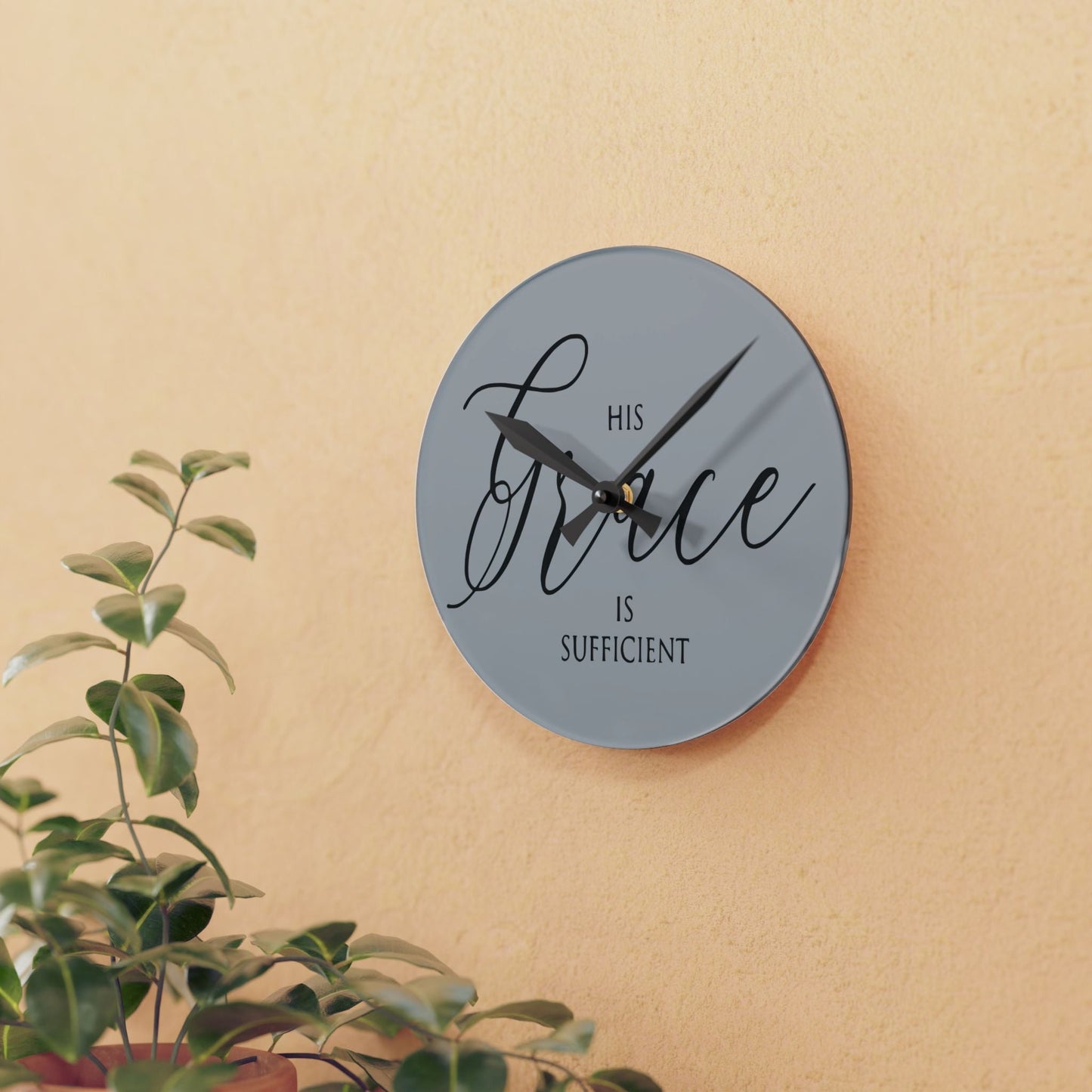 His Grace Is Sufficient Acrylic Wall Clock - Wellness Shine