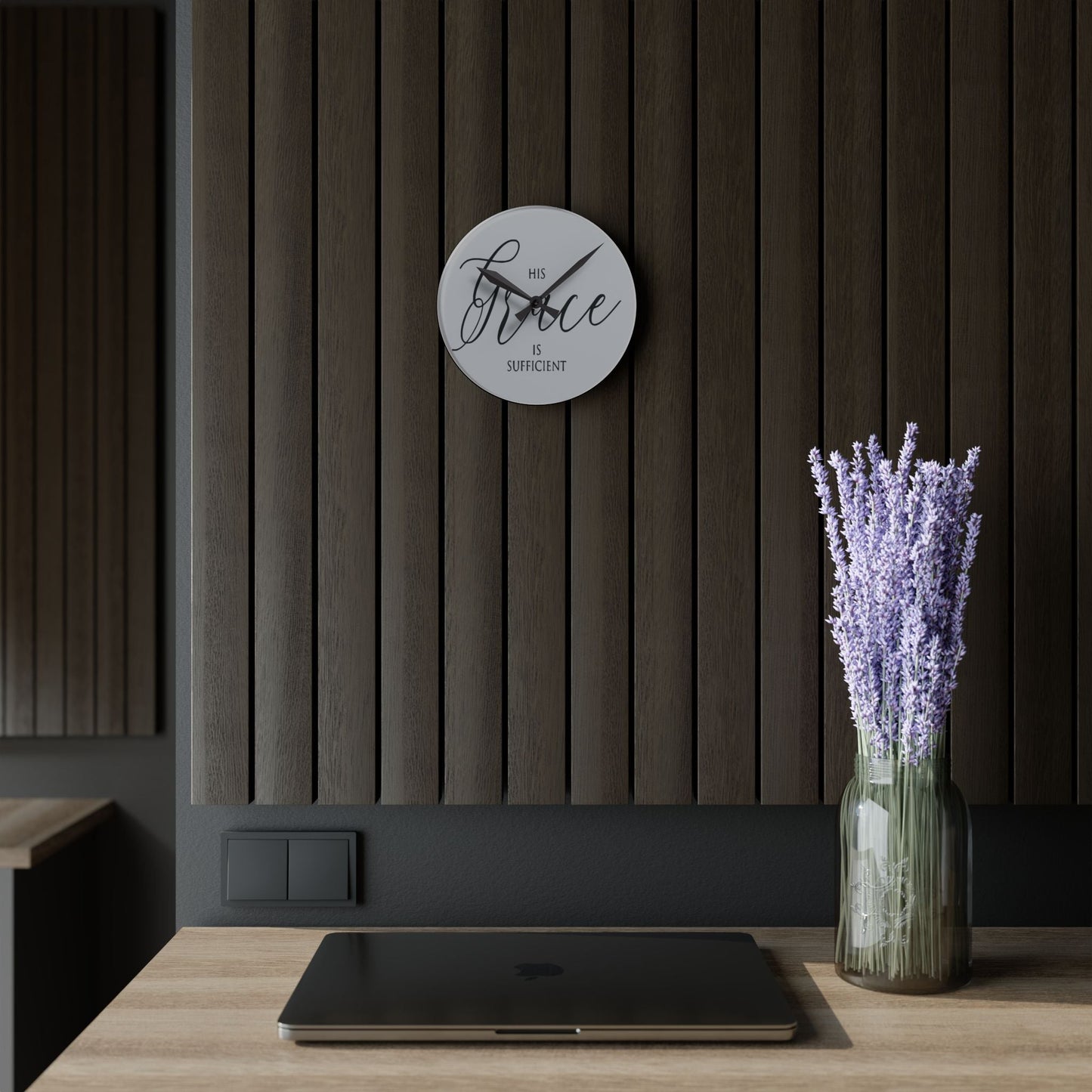 His Grace Is Sufficient Acrylic Wall Clock - Wellness Shine