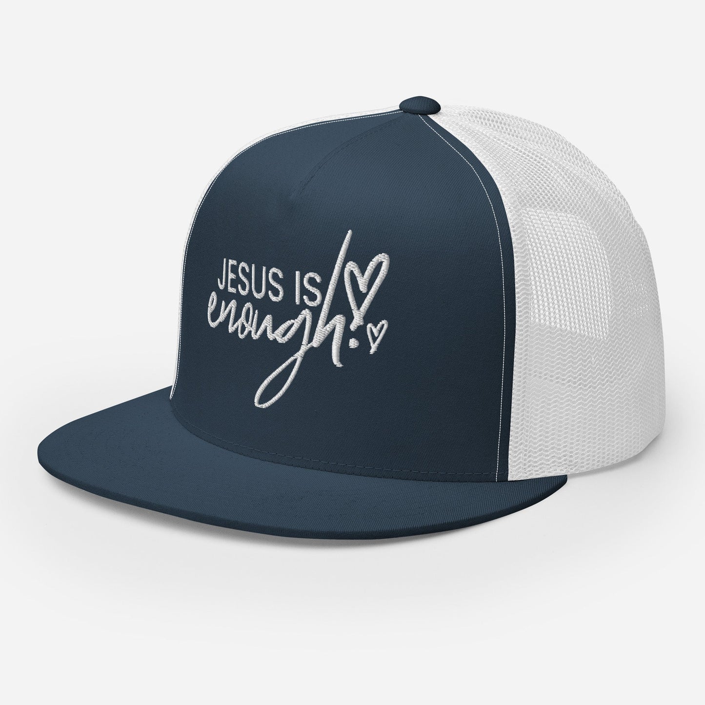 "Jesus Is Enough" Christian Hat, Bible Verse Hat, Yupoong 6006 Trucker Cap - Wellness Shine