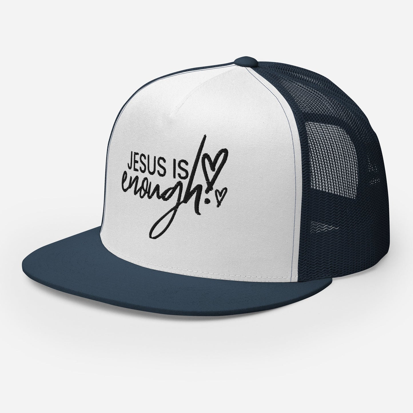 "Jesus Is Enough" Christian Hat, Bible Verse Hat, Yupoong 6006 Trucker Cap - Wellness Shine