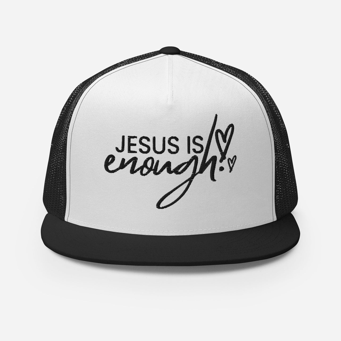 "Jesus Is Enough" Christian Hat, Bible Verse Hat, Yupoong 6006 Trucker Cap - Wellness Shine