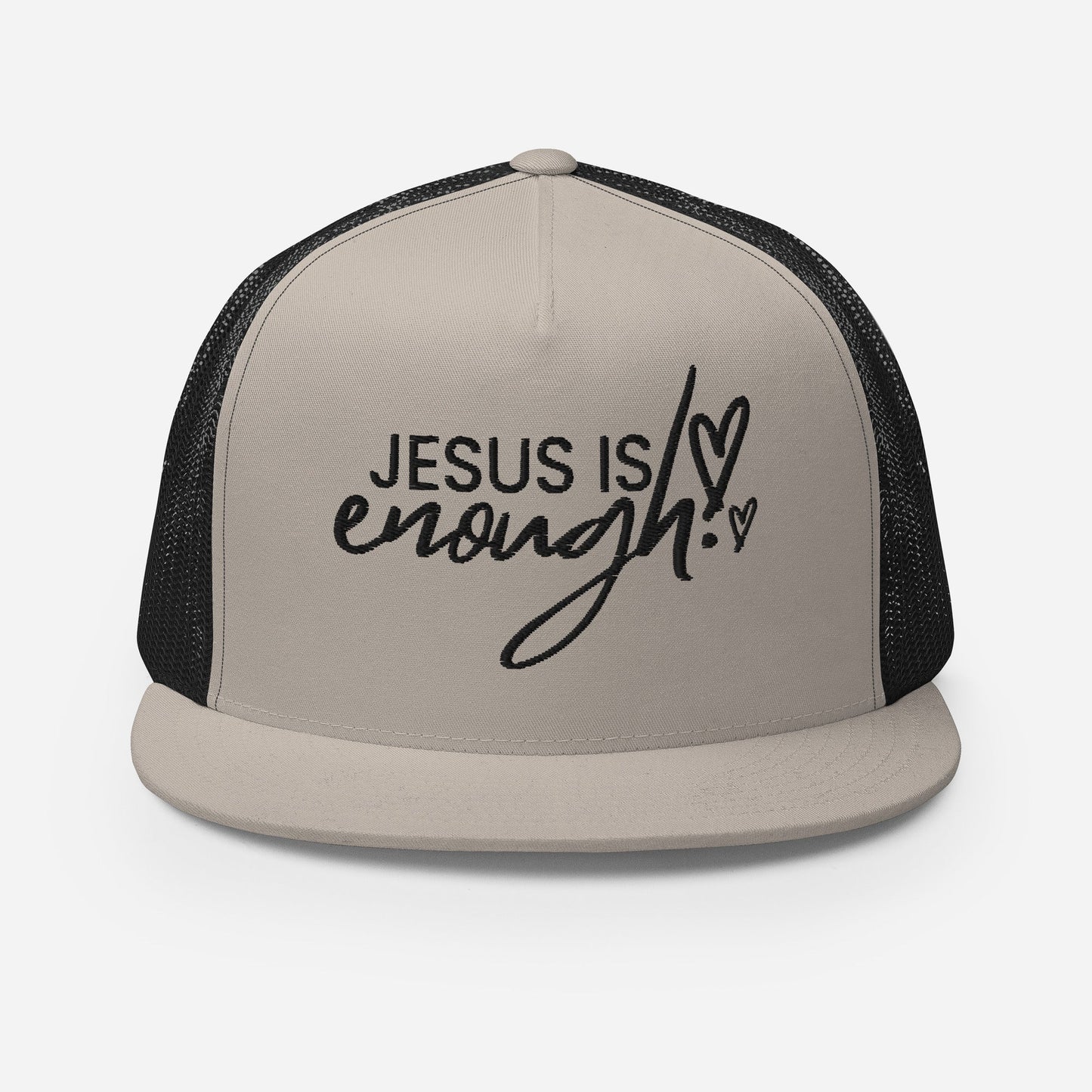 "Jesus Is Enough" Christian Hat, Bible Verse Hat, Yupoong 6006 Trucker Cap - Wellness Shine