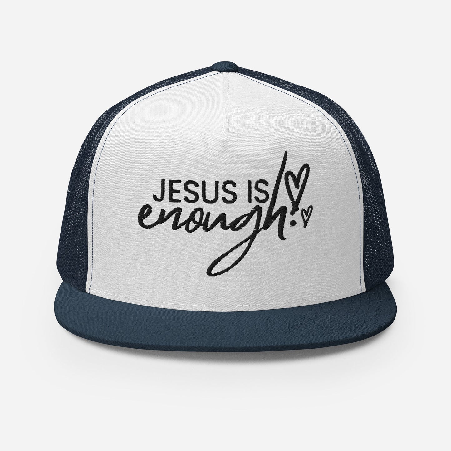 "Jesus Is Enough" Christian Hat, Bible Verse Hat, Yupoong 6006 Trucker Cap - Wellness Shine