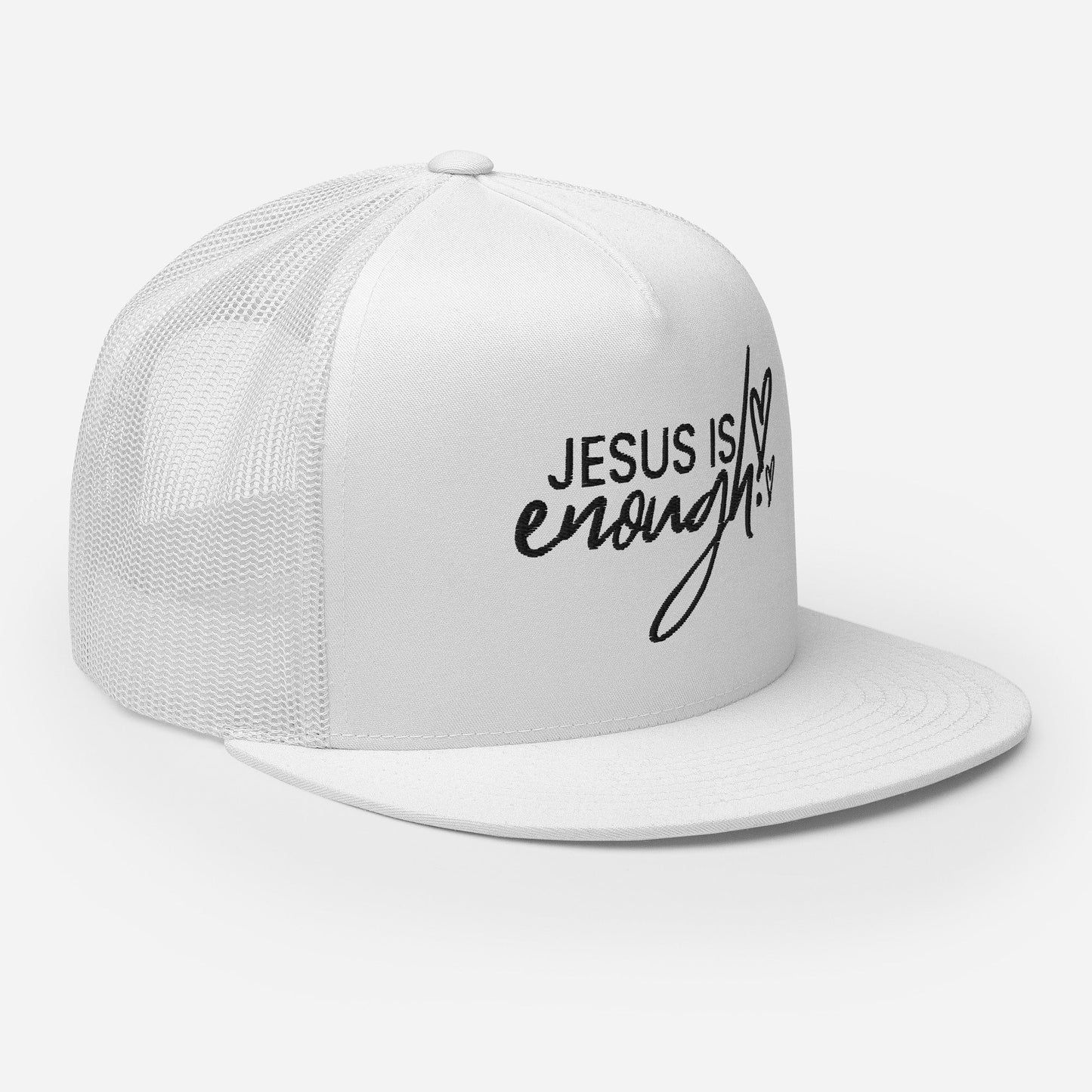 "Jesus Is Enough" Christian Hat, Bible Verse Hat, Yupoong 6006 Trucker Cap - Wellness Shine