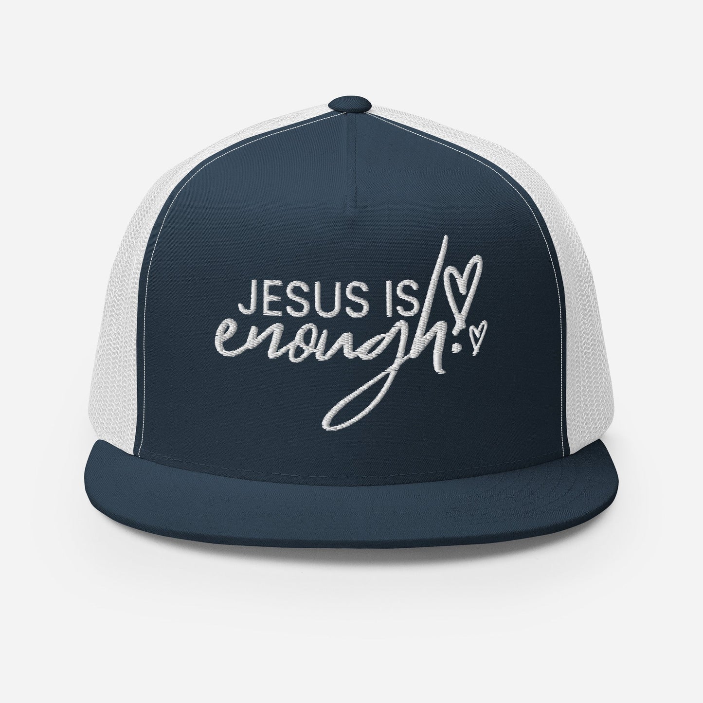 "Jesus Is Enough" Christian Hat, Bible Verse Hat, Yupoong 6006 Trucker Cap - Wellness Shine