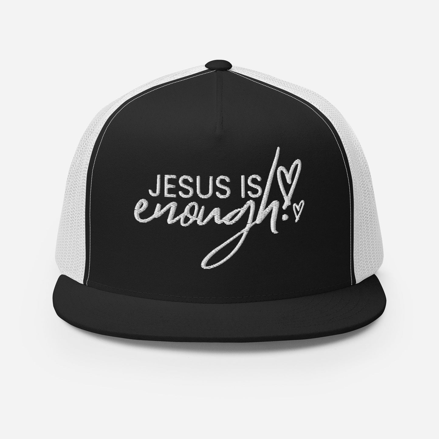 "Jesus Is Enough" Christian Hat, Bible Verse Hat, Yupoong 6006 Trucker Cap - Wellness Shine