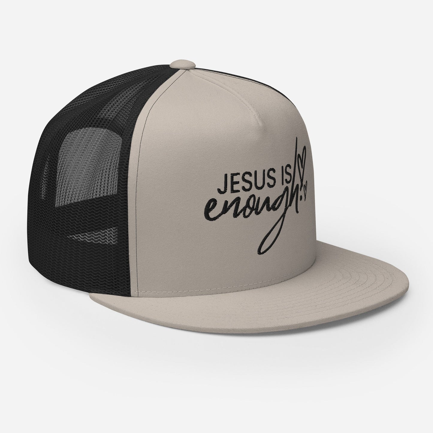 "Jesus Is Enough" Christian Hat, Bible Verse Hat, Yupoong 6006 Trucker Cap - Wellness Shine
