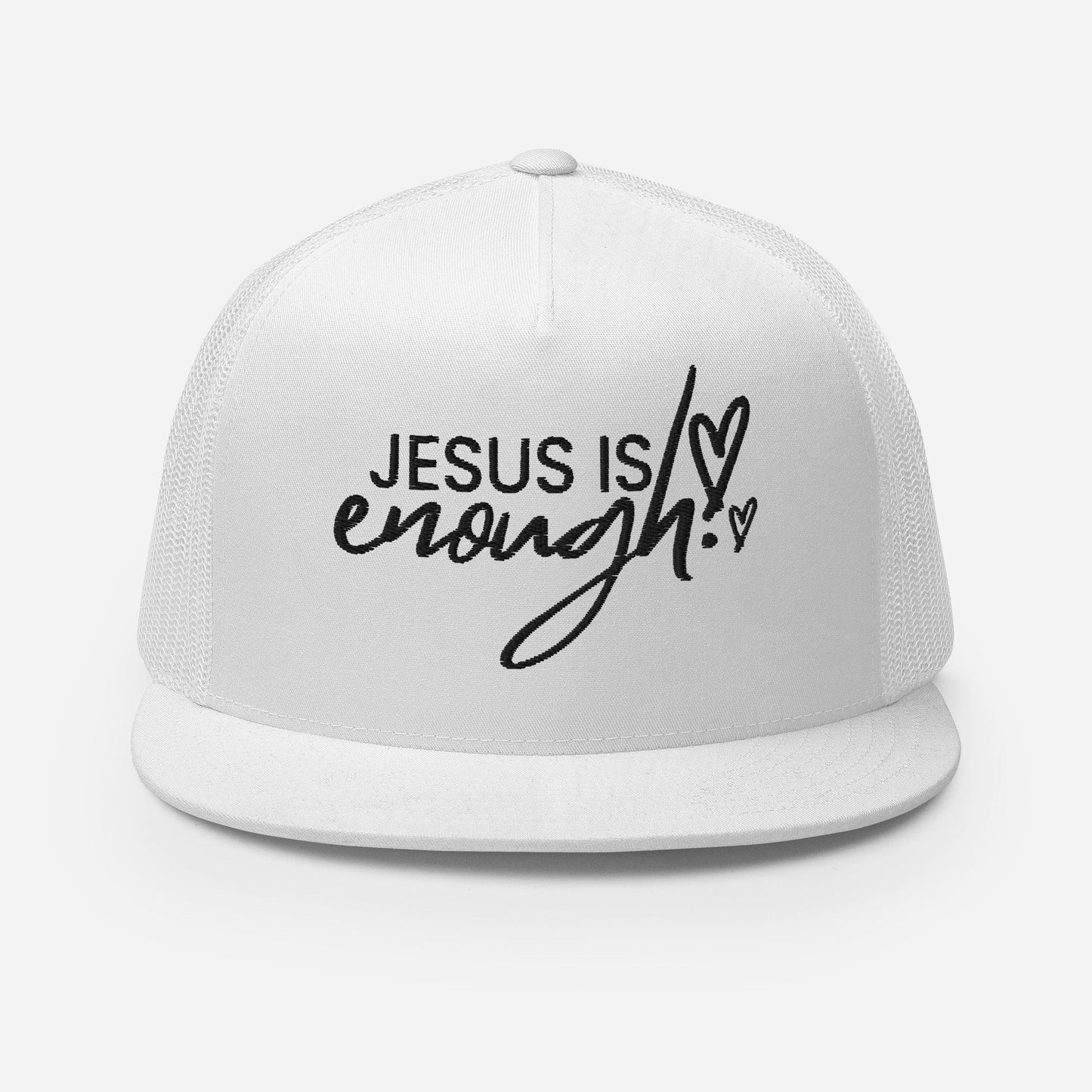 "Jesus Is Enough" Christian Hat, Bible Verse Hat, Yupoong 6006 Trucker Cap - Wellness Shine