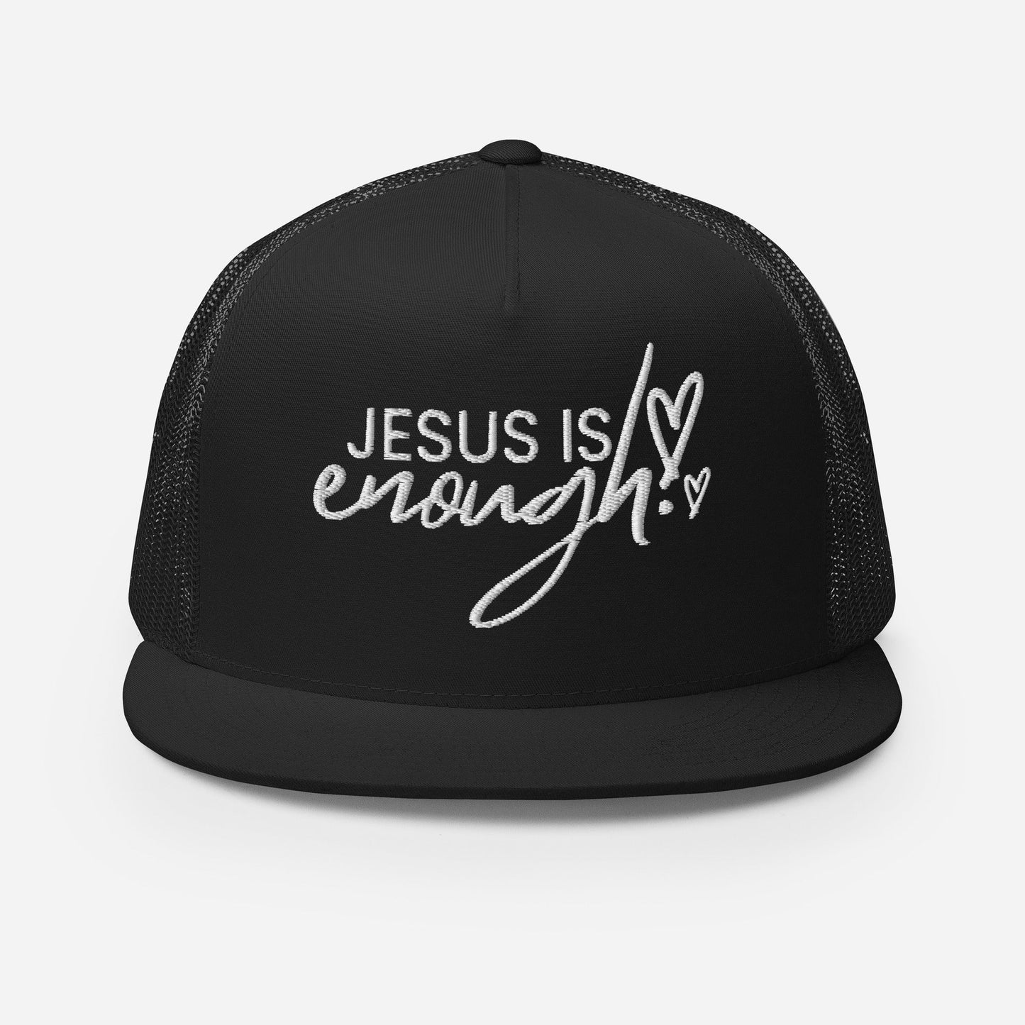 "Jesus Is Enough" Christian Hat, Bible Verse Hat, Yupoong 6006 Trucker Cap - Wellness Shine