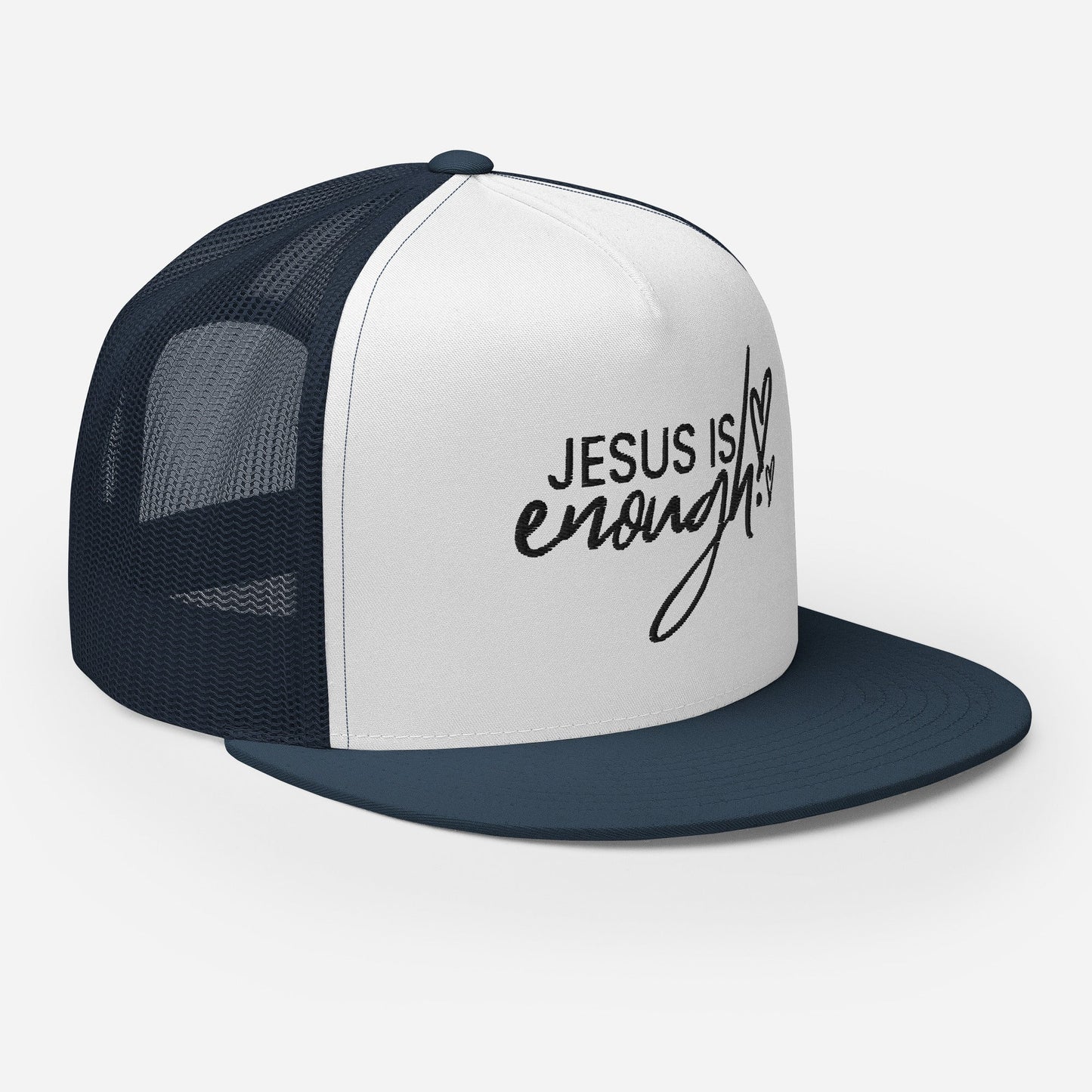 "Jesus Is Enough" Christian Hat, Bible Verse Hat, Yupoong 6006 Trucker Cap - Wellness Shine